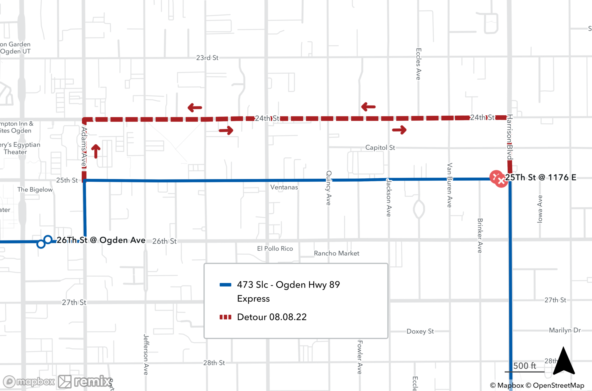 Route 473 detour map 8/8/22