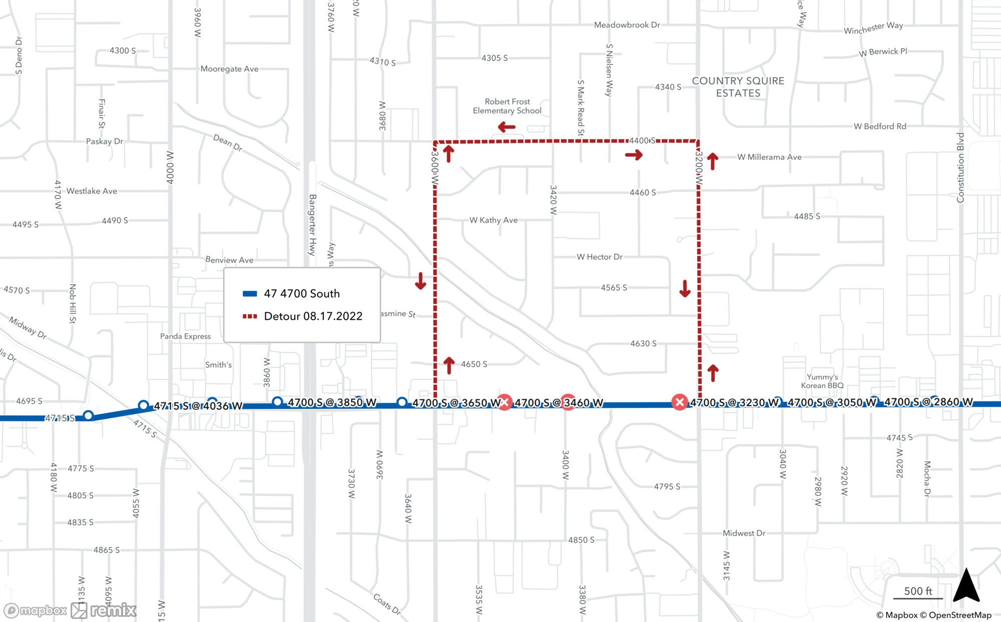 Route 47 Detour Map 08.17.2022