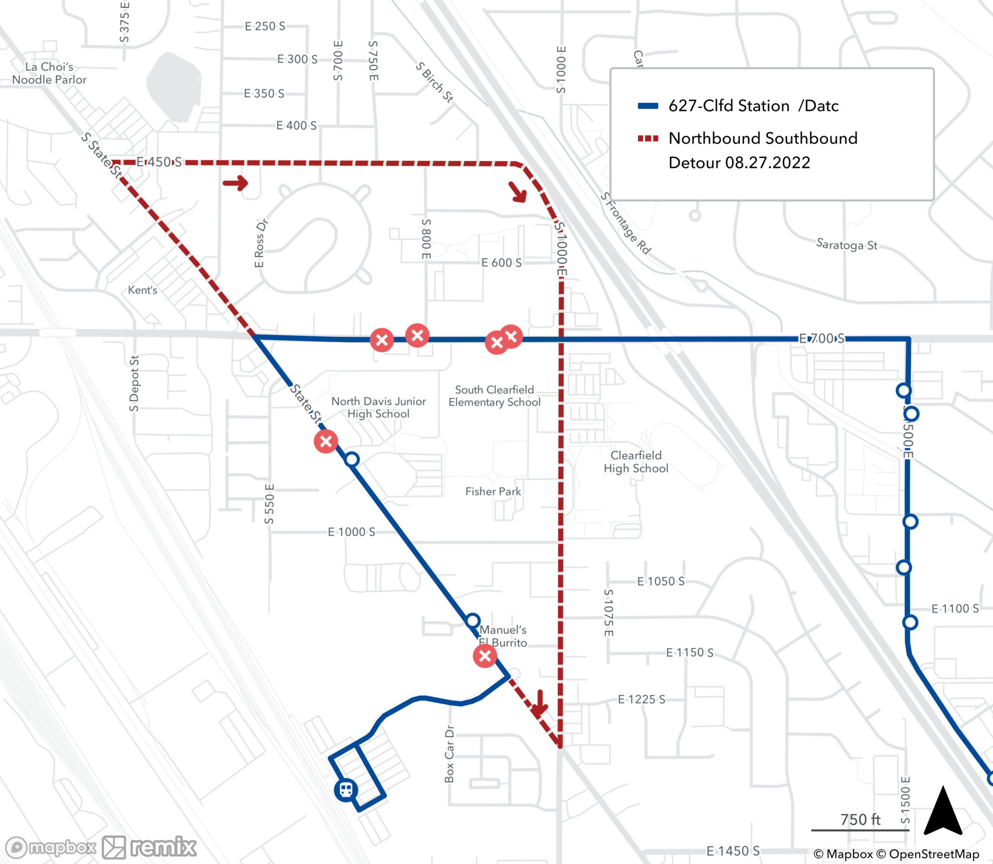 Route 627 Detour Map 8/27/22