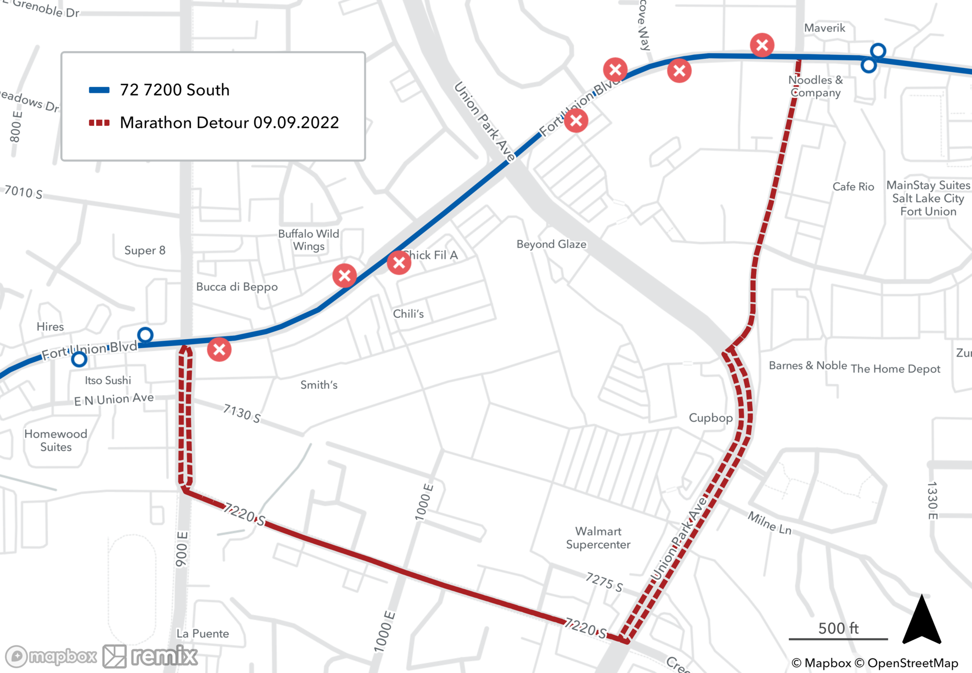 Route 72 Detours - 09.09.2022