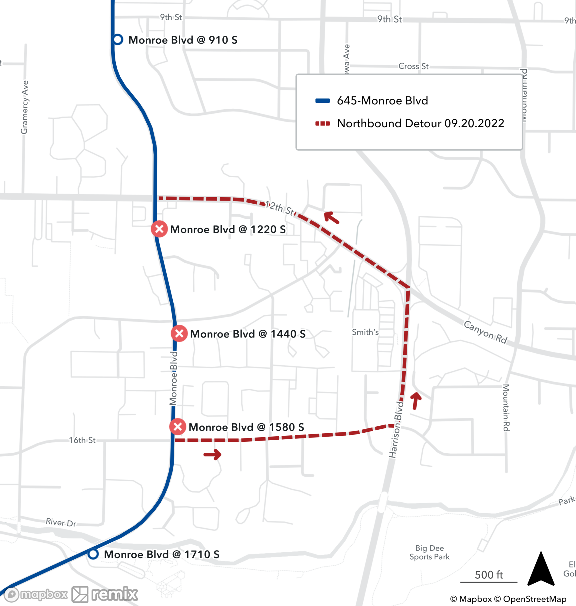 Route 645 Detour Map 9/20/22