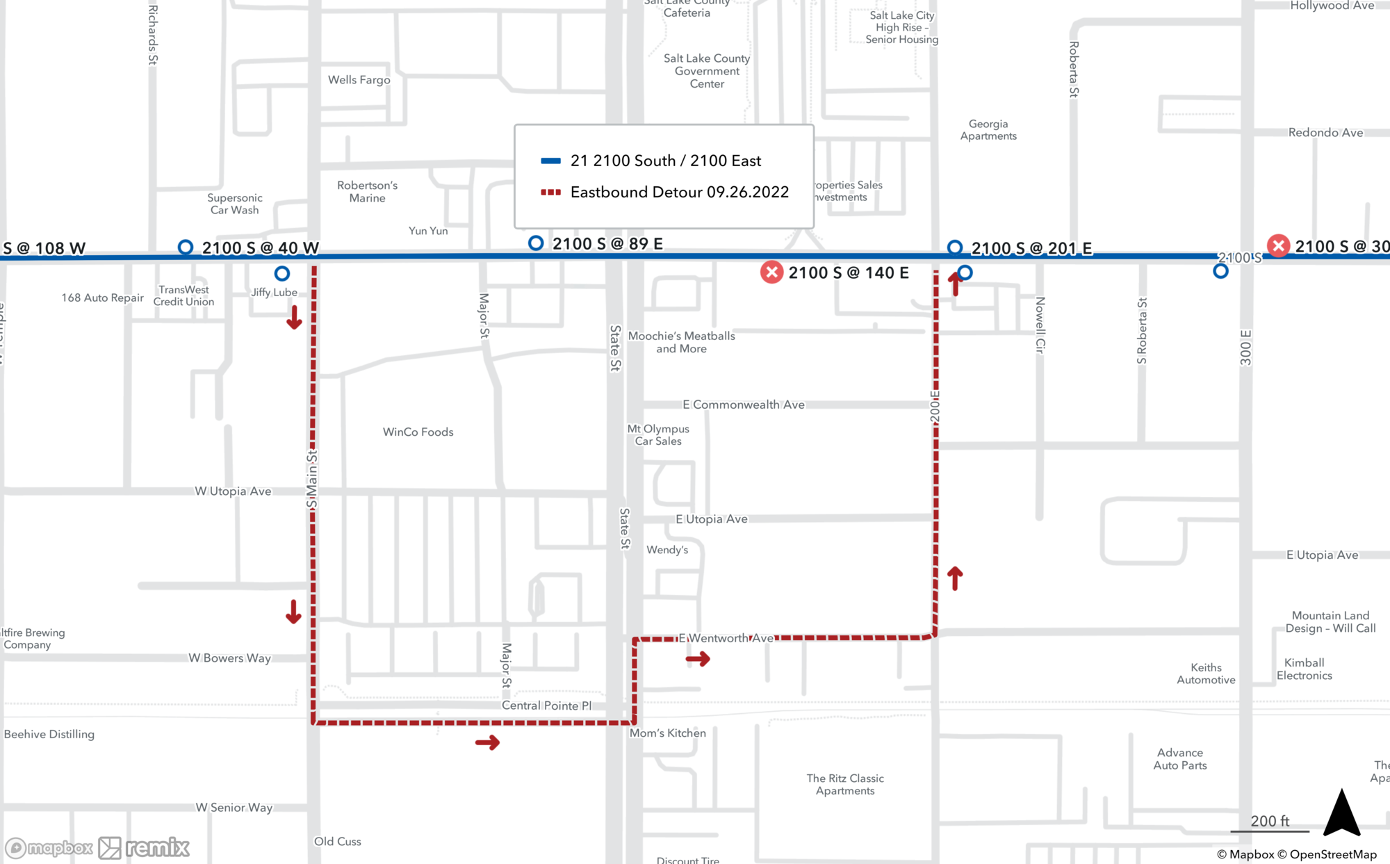 Route 21 Detour Map 09.26.2022