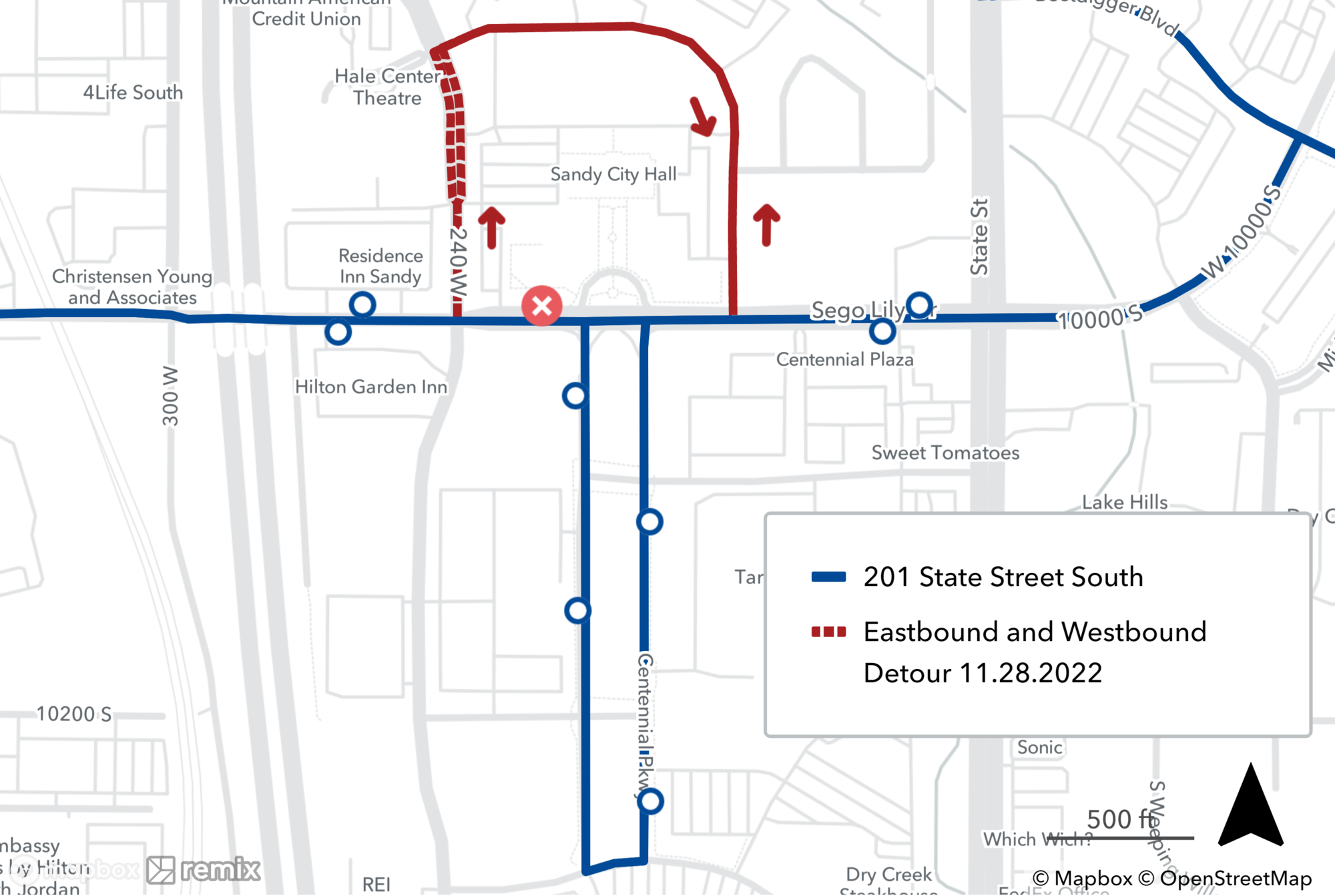 Route 201 Detour Map