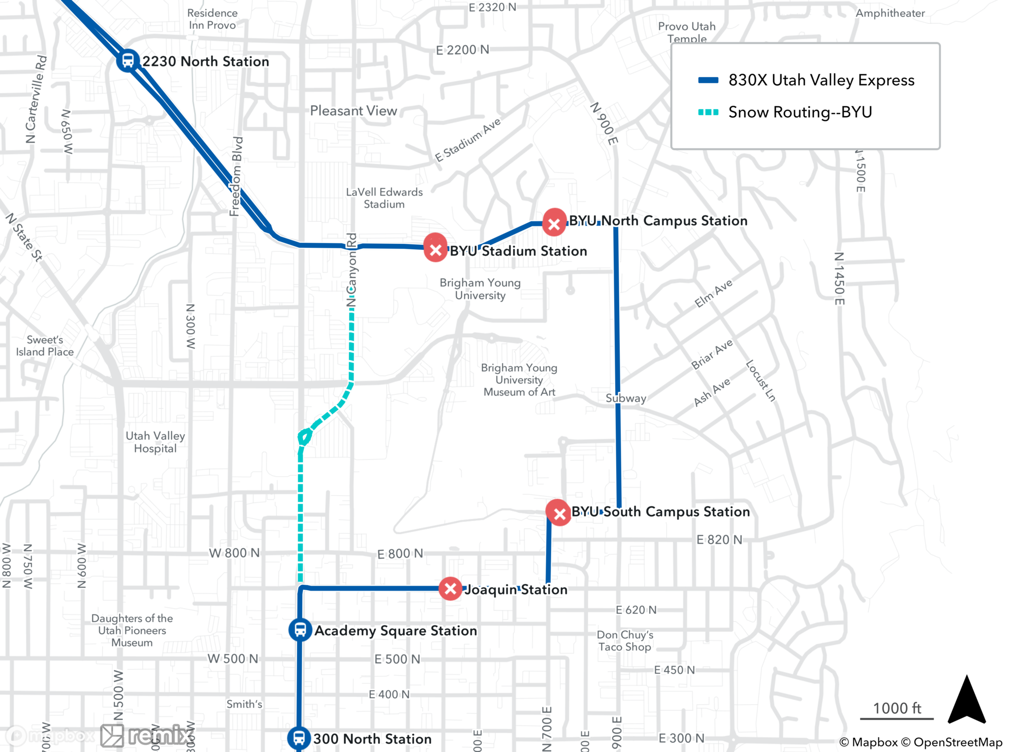 Route 830X Snow Route 12/7/22