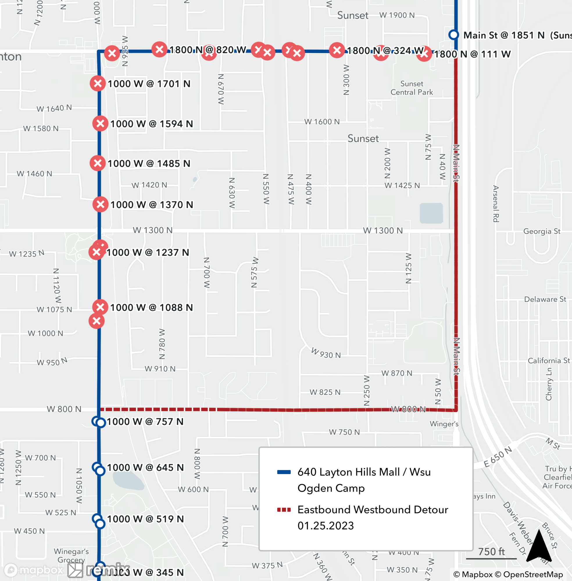 Route 470 Detour Map January 25th, 2023