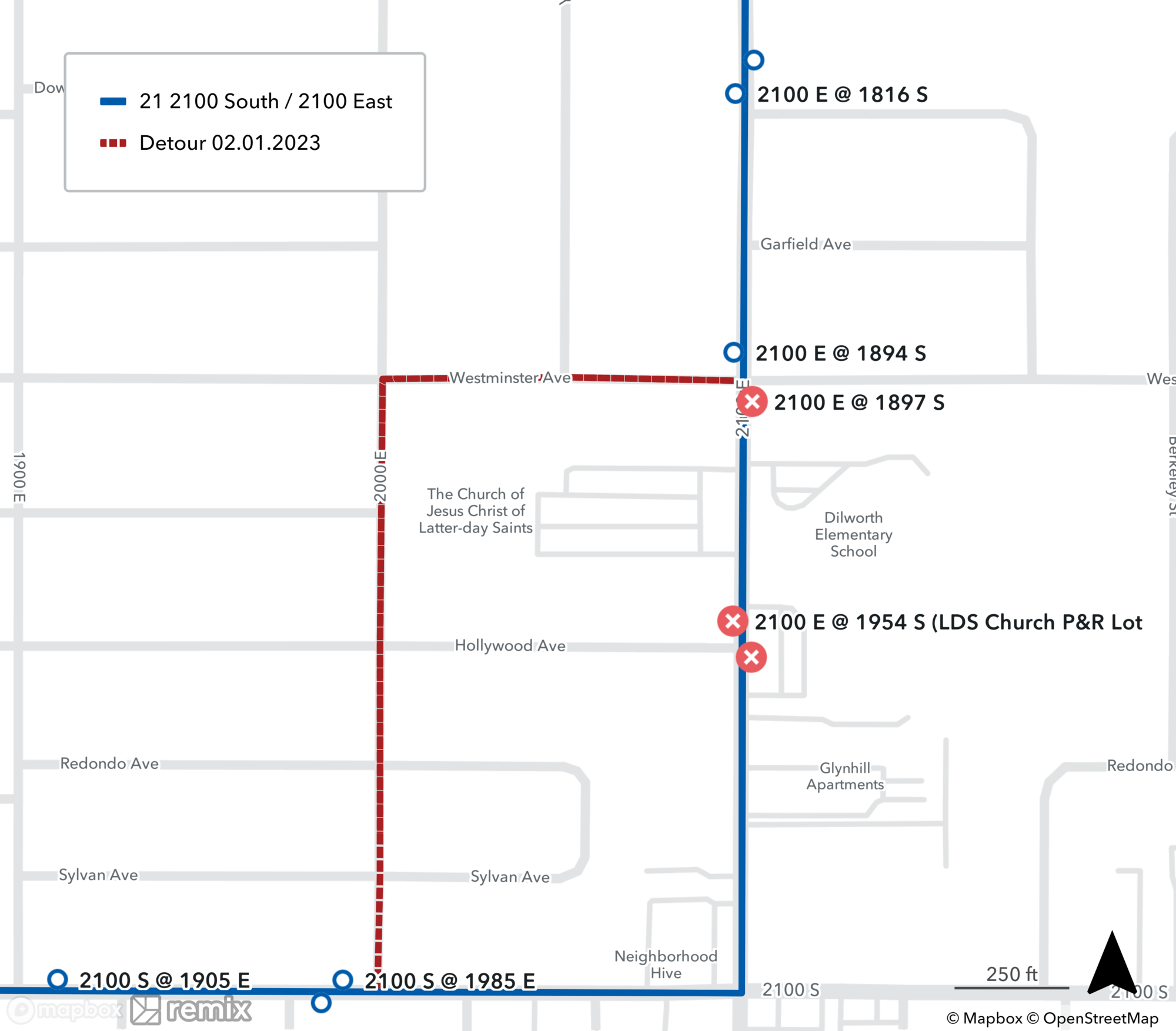 Route 21 Detour Map February 2nd, 2023