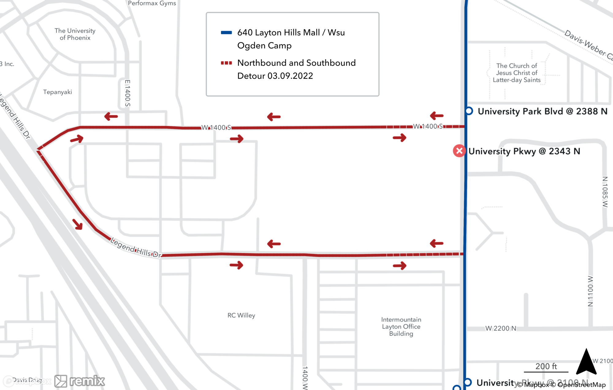 Route 627/640 Detour Map February 23th, 2023