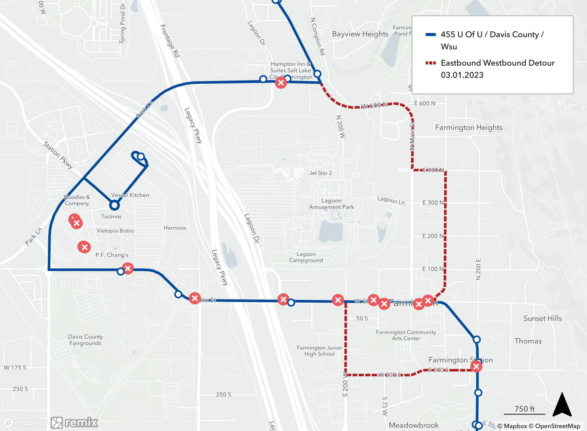 Route 455 Detour Map 3/1/23
