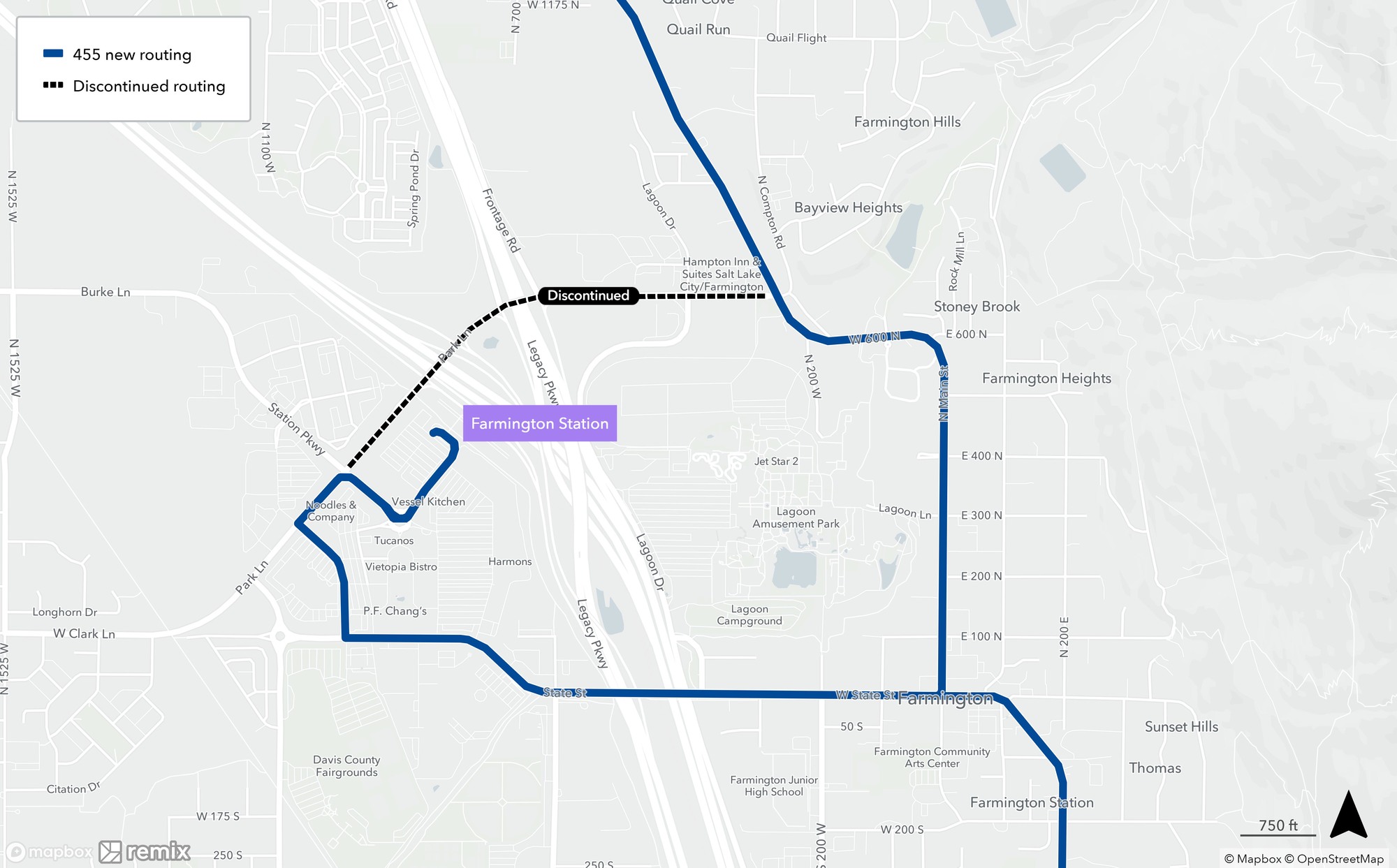 Route 455 Change Day April 16th, 2023 Map