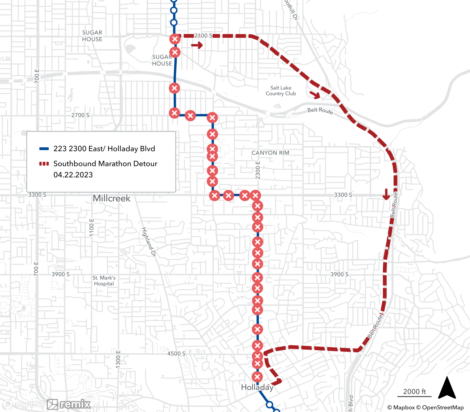 Route 223 Marathon Detour Southbound April 22, 2023