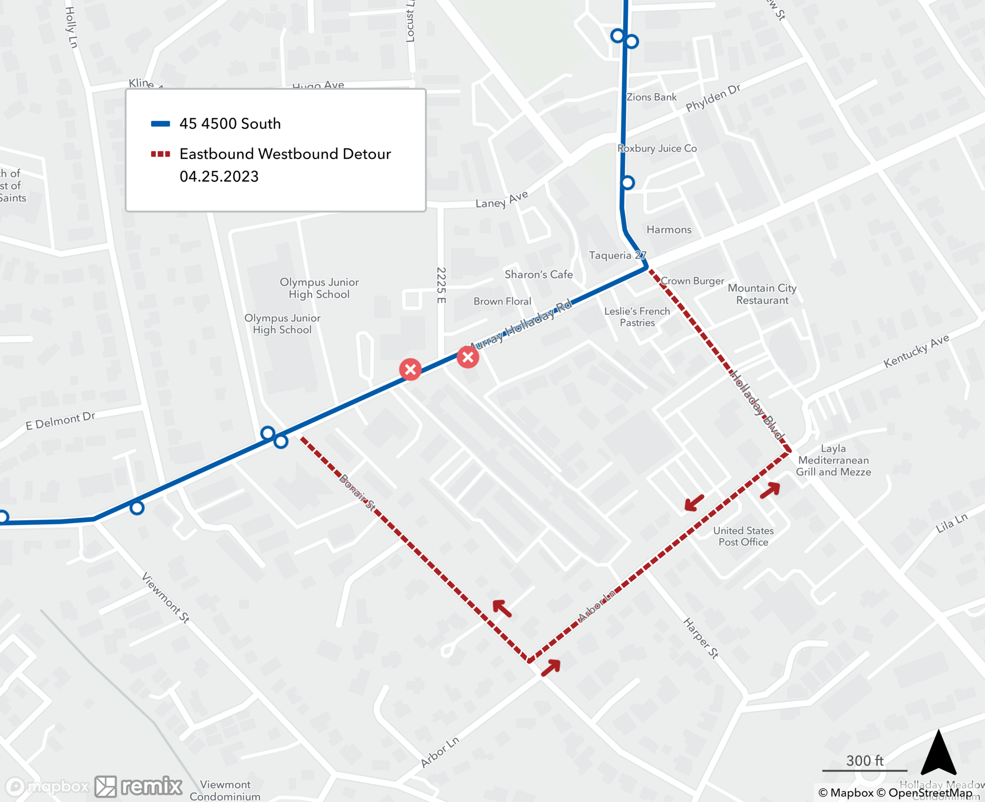 45 - 4500 South on detour