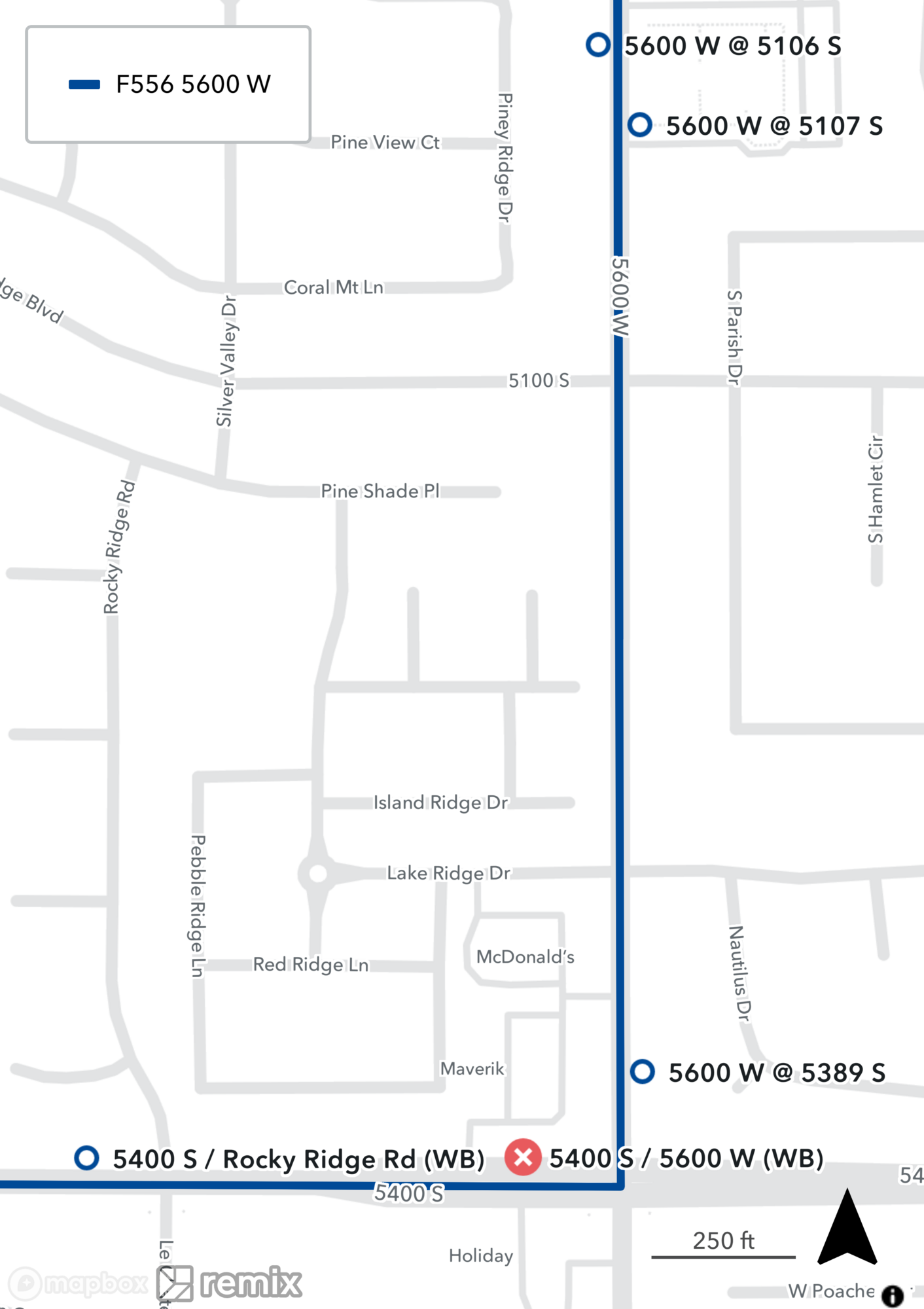 Route F556 Detour Map May 12th, 2023