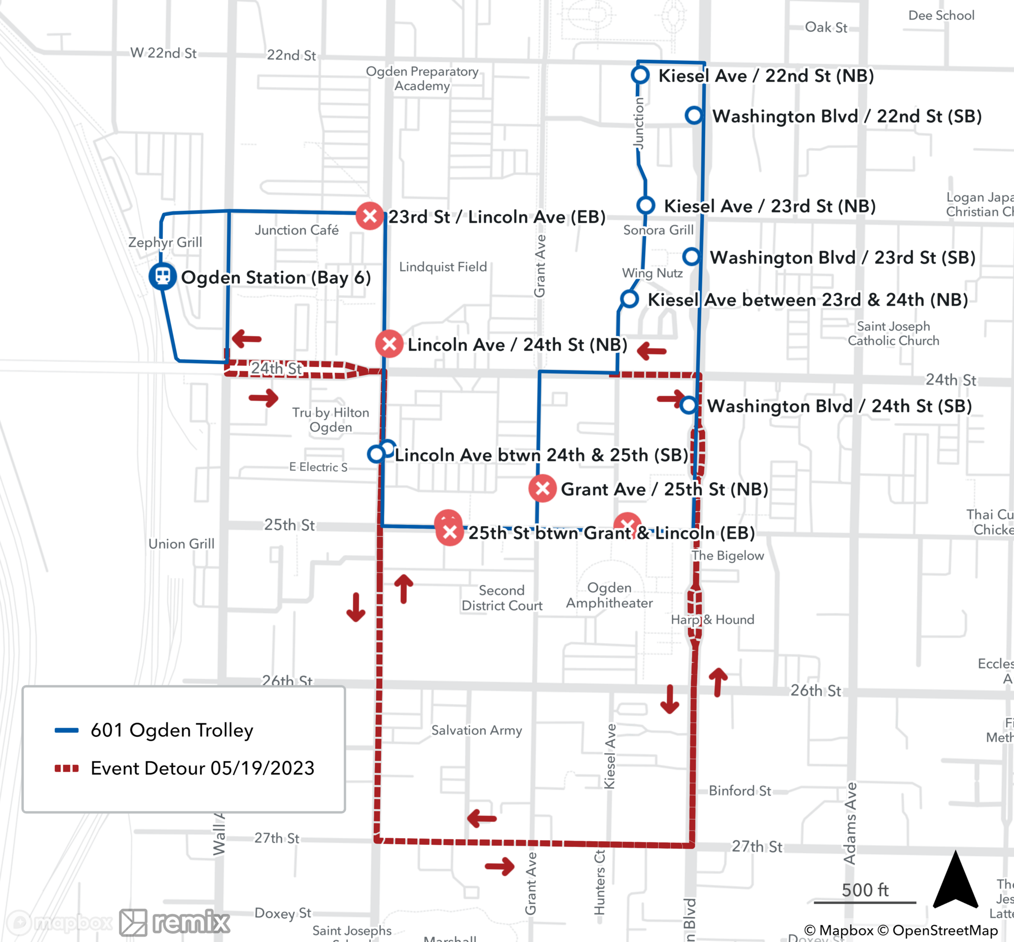 Route 601 Event Detour Map May 17th, 2023