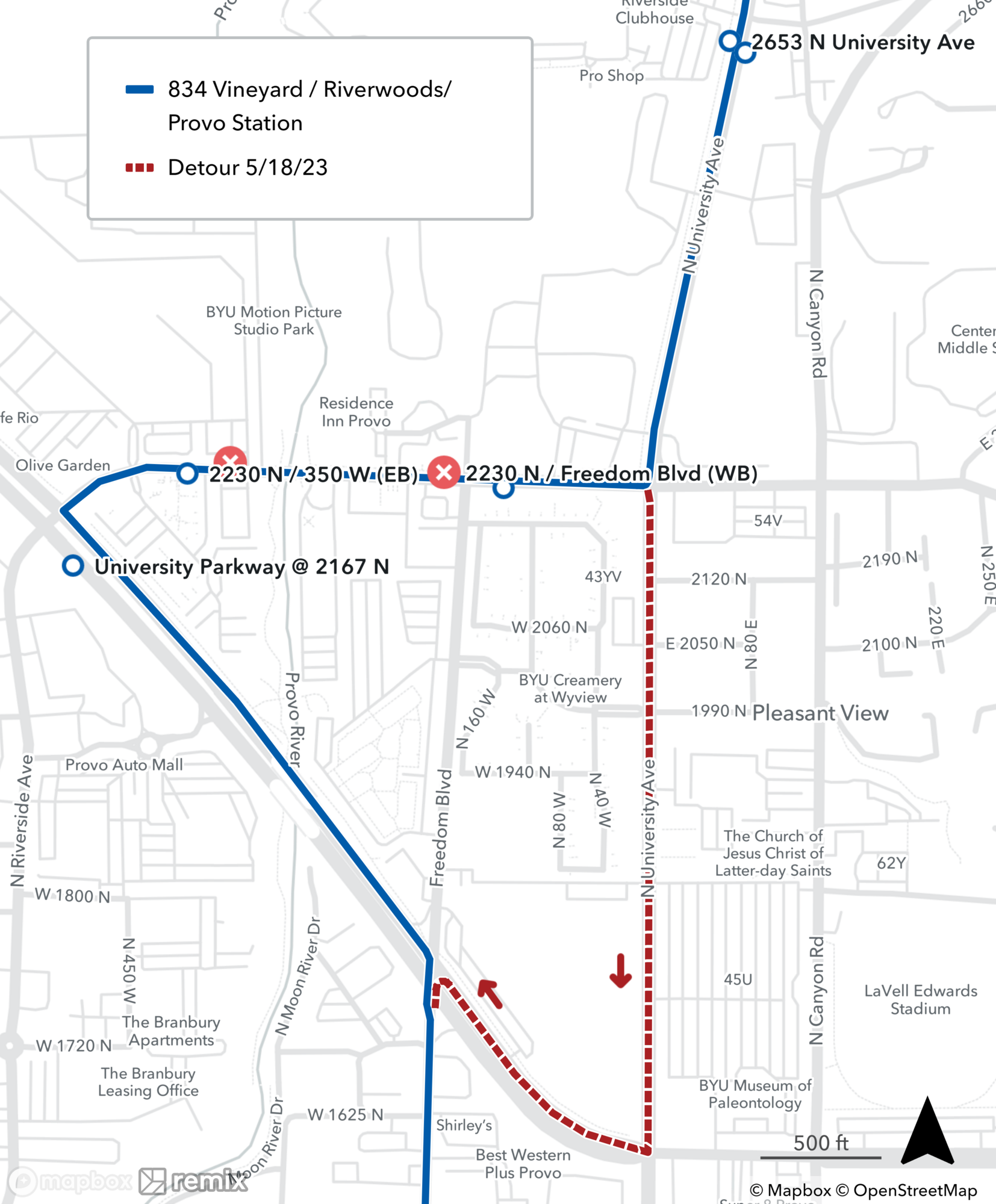 Route 834 Detour Map May 18th, 2023