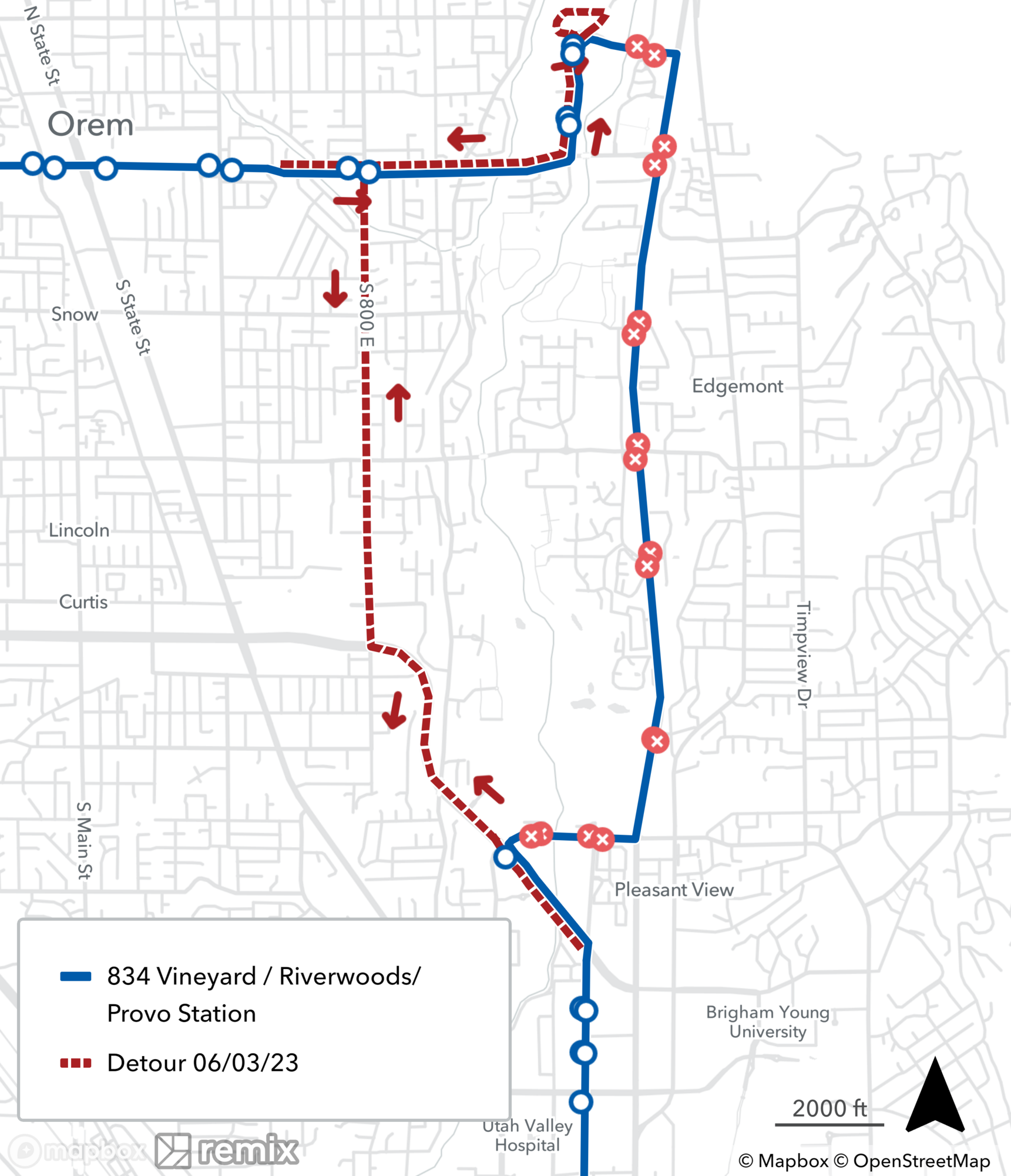 Route 834 Detour Map June 3rd, 2023