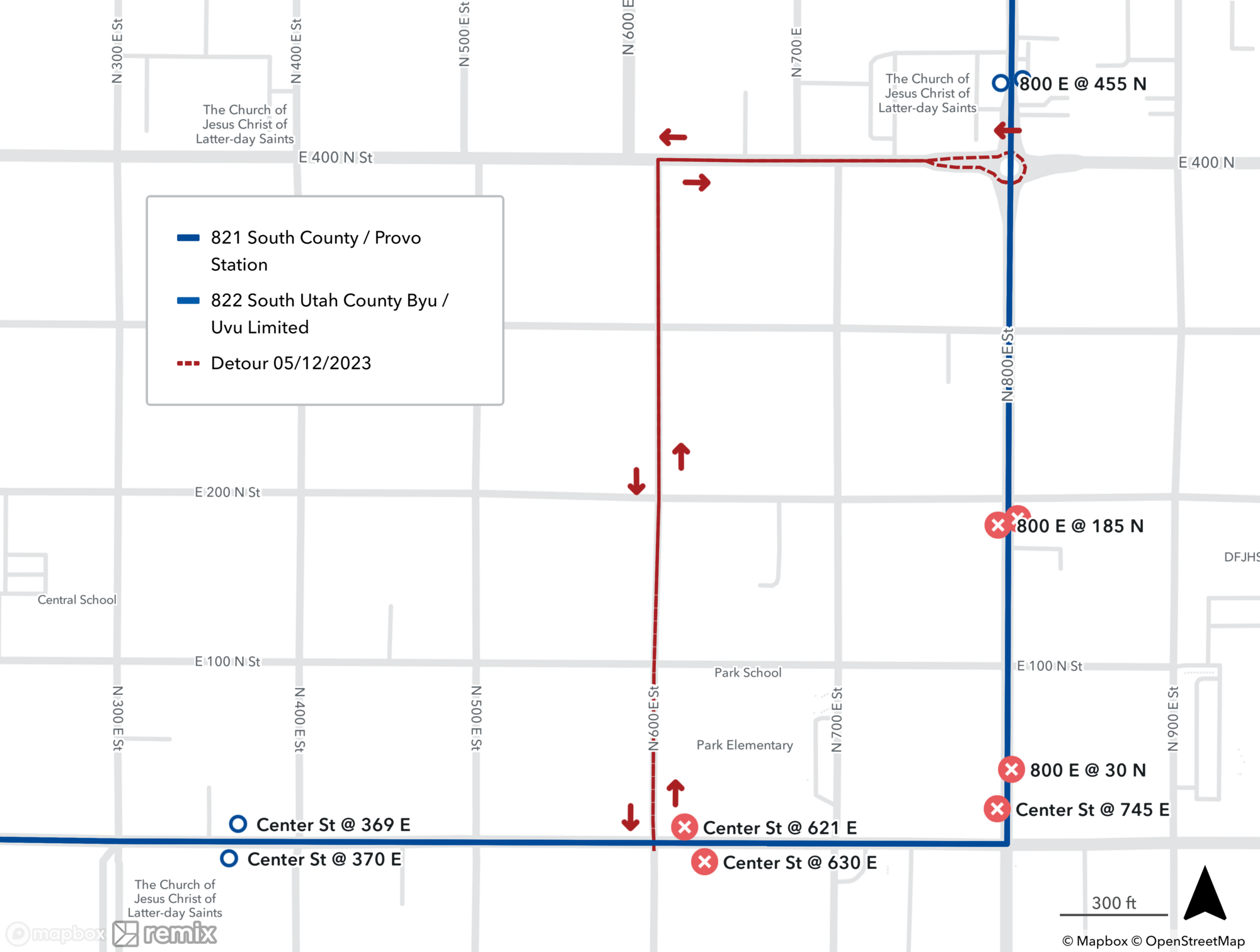Route 821, 822 Detour Map 6/7/23