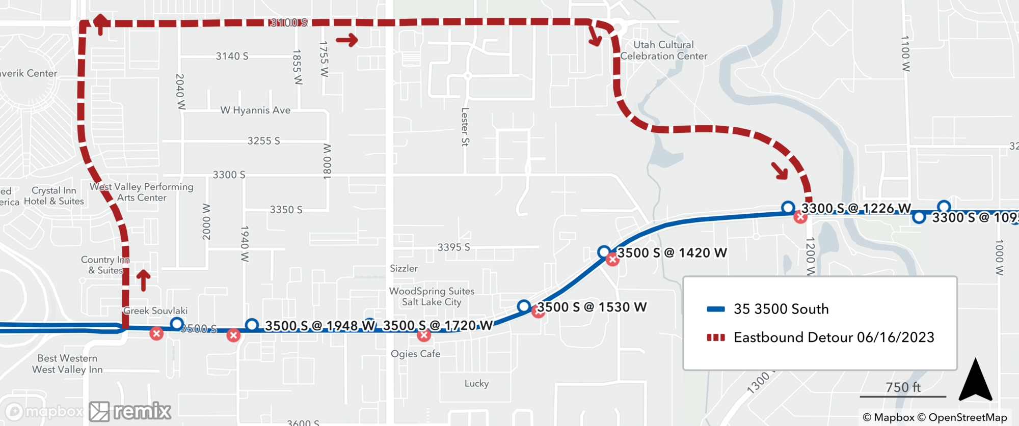 Route 35 Detour Map June 16th, 2023