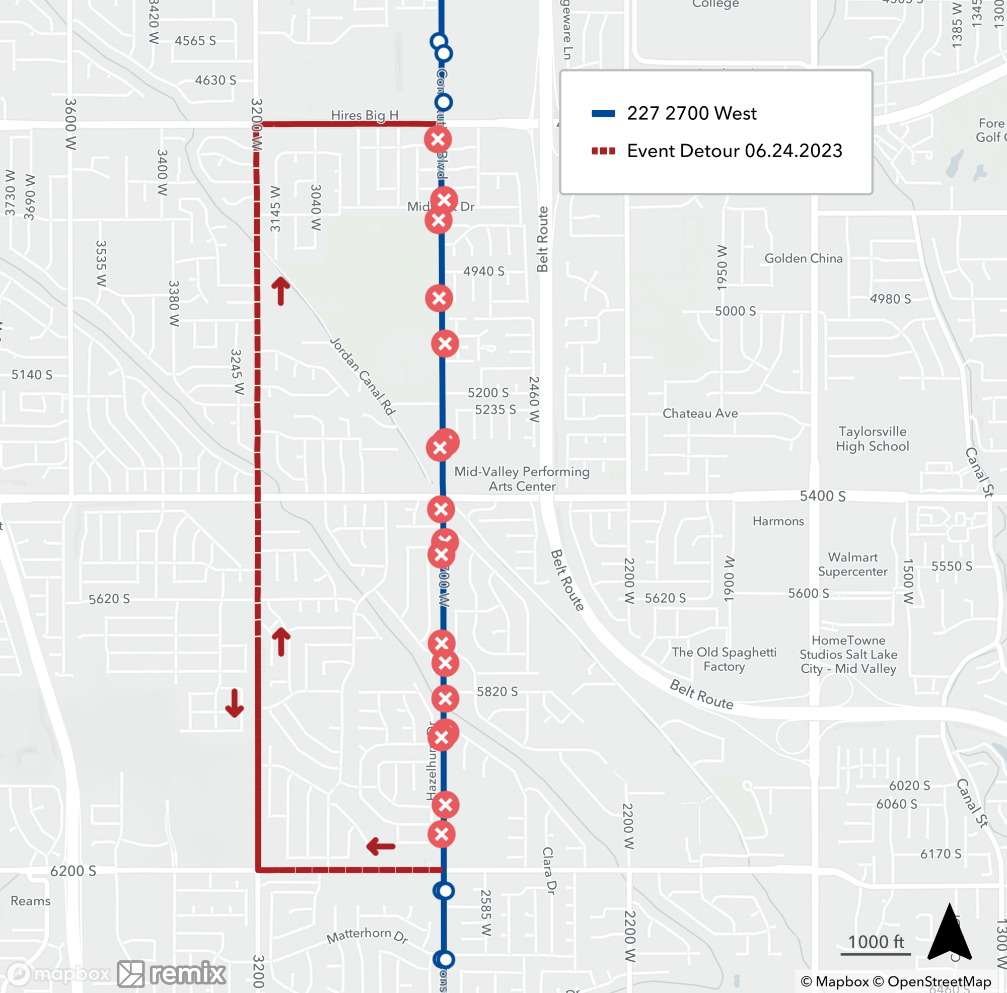 Route 227 Detour Map 6/24/23