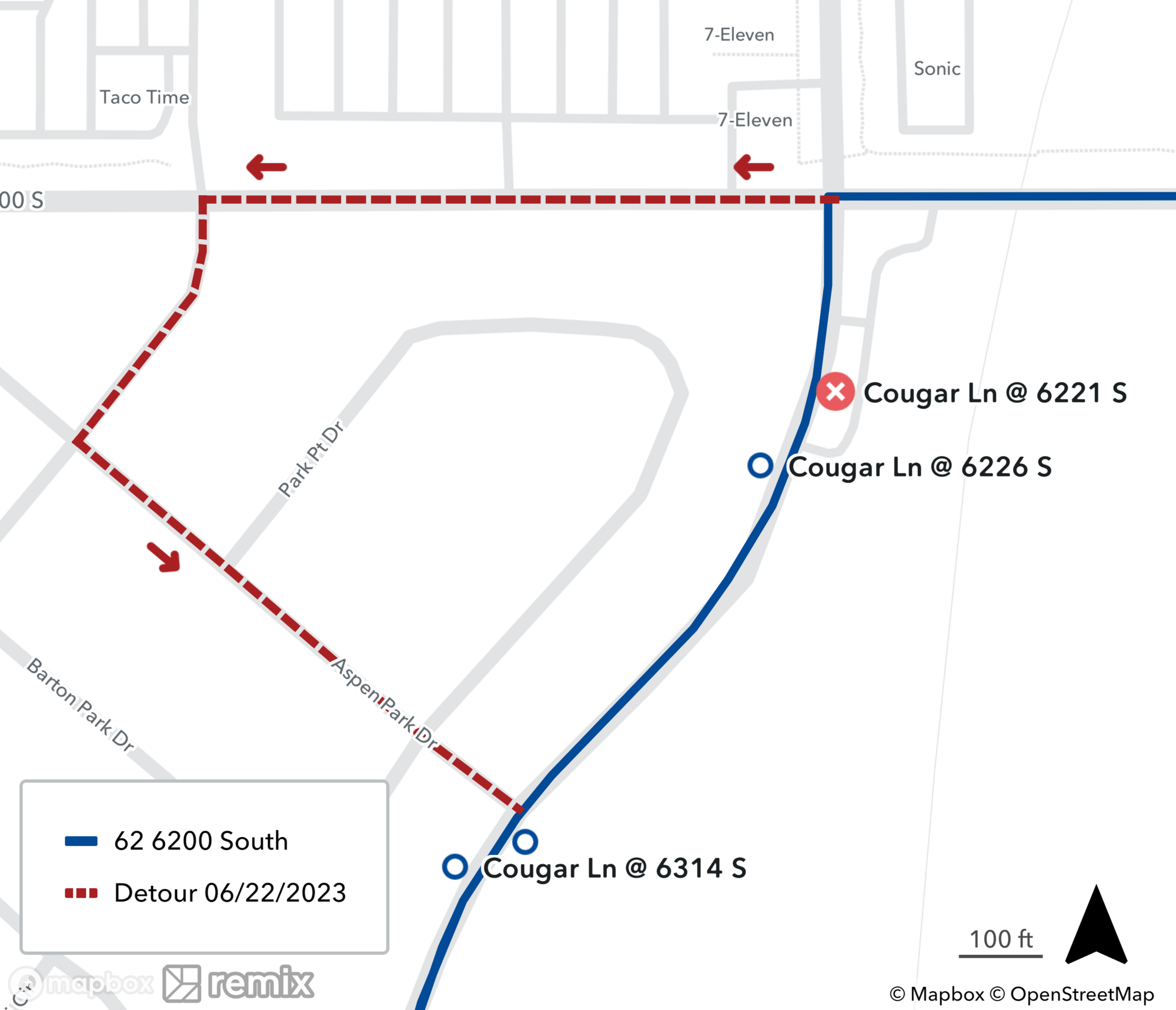 Route 62 Detour Map June 22, 2023