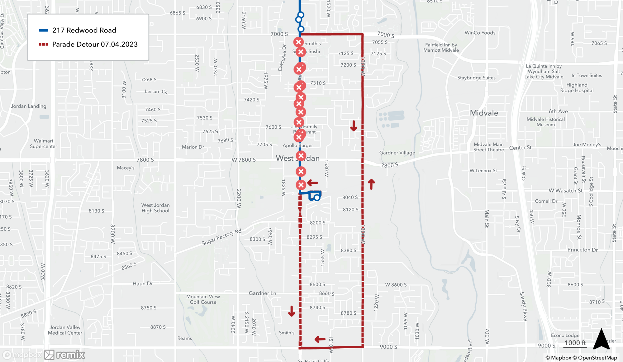 Route 217 Detour - 7/1/23
