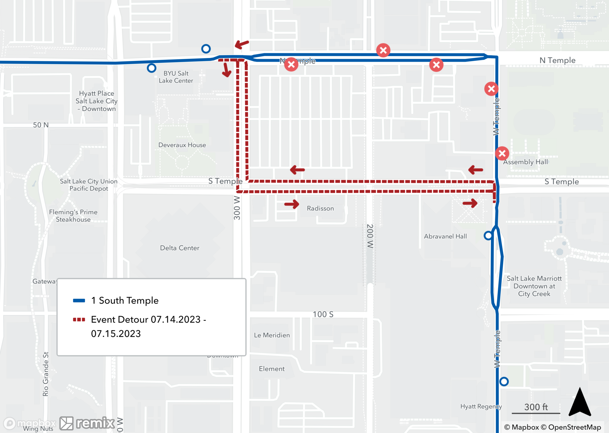 Route 1 Detour Map 7/14/2023