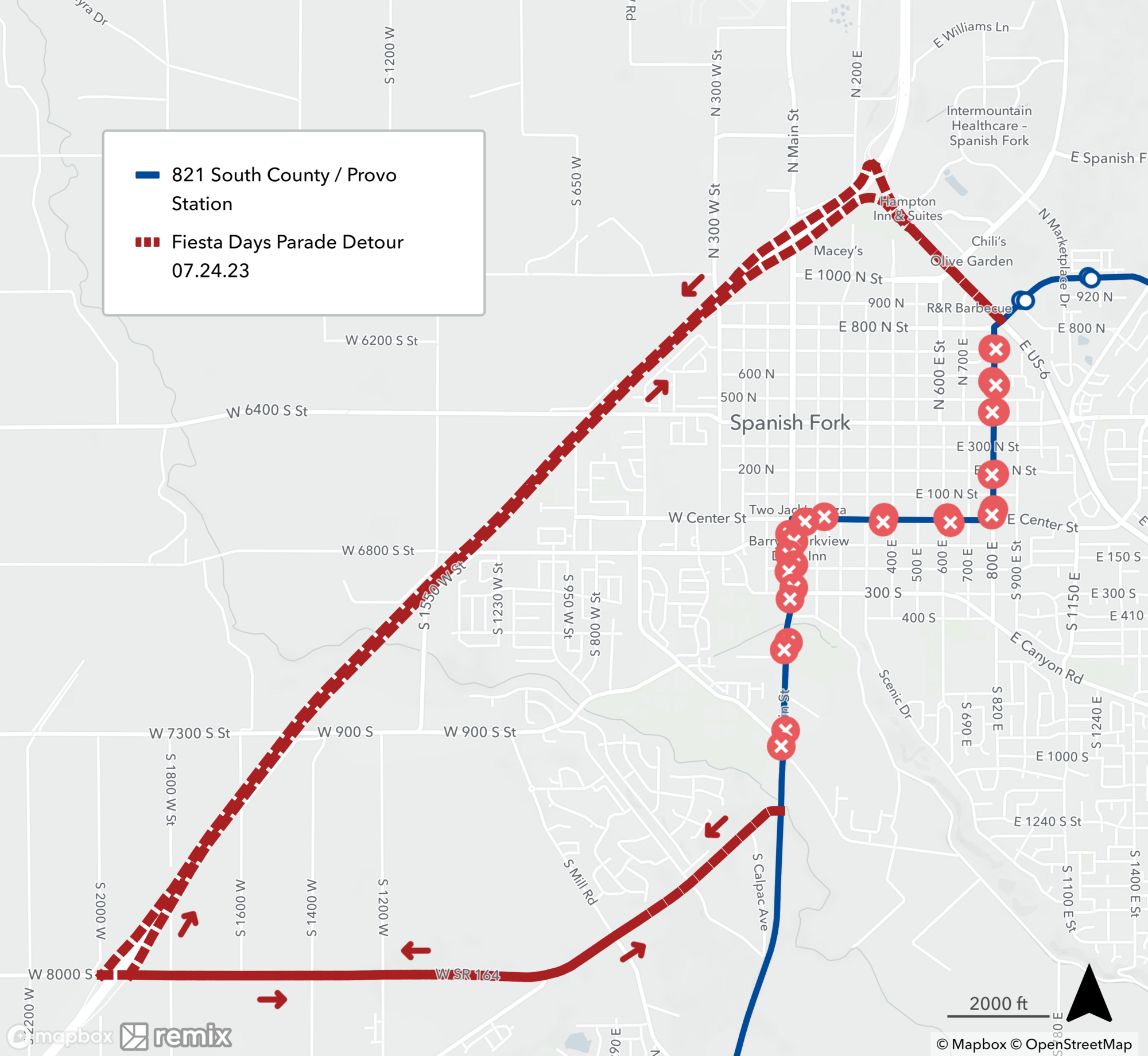 Route 821 Fiesta Days Parade Detour July 24, 2023