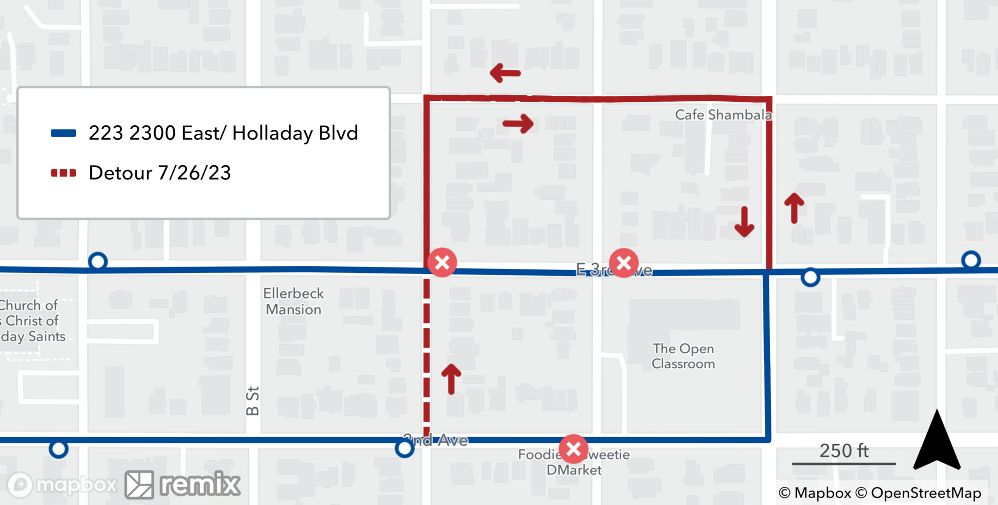 Route 223 Detour Map July 26th, 2023