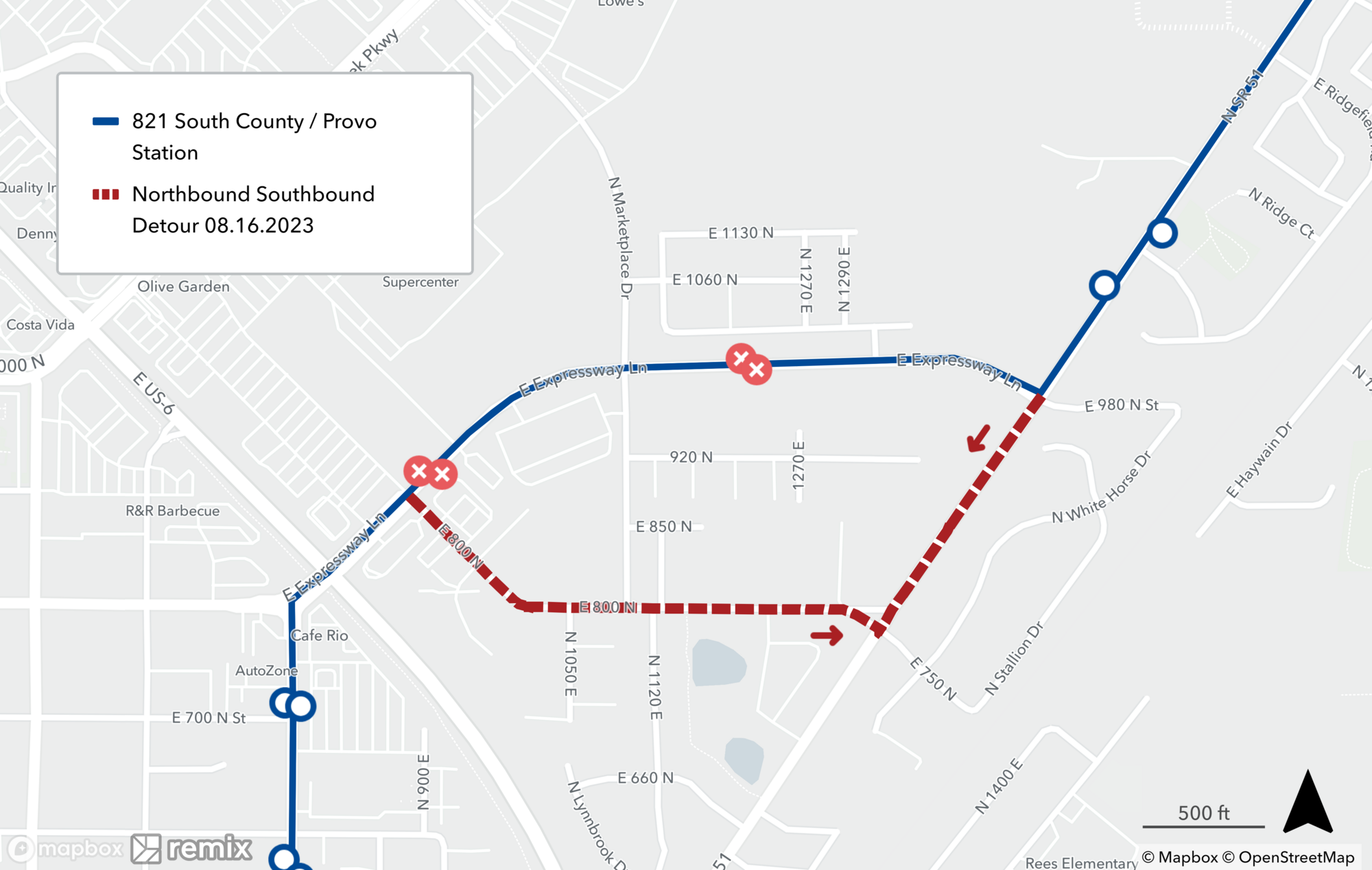 Route 821 Detour Map 8/16/23