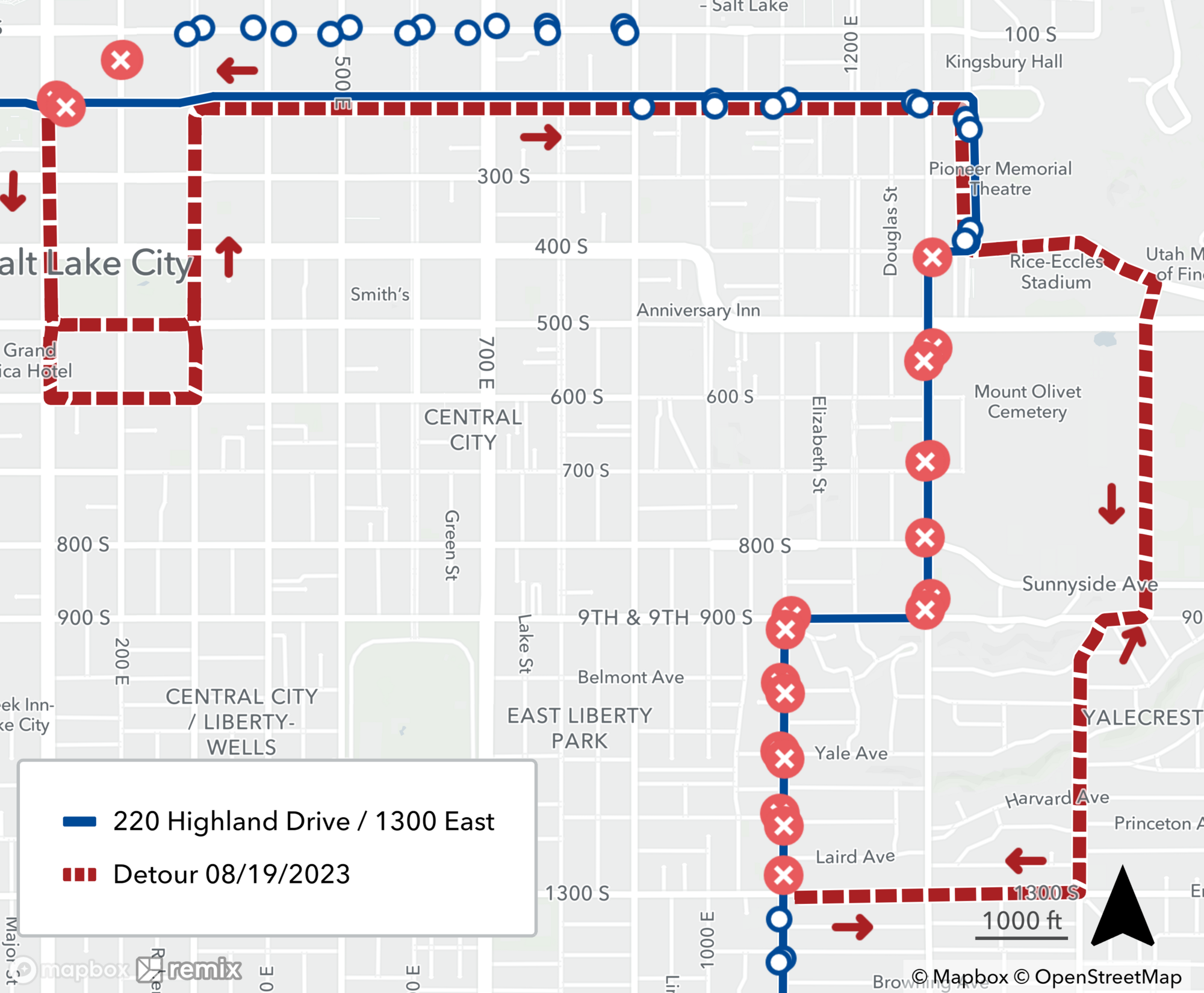 Route 220 Detour Map August 19th, 2023