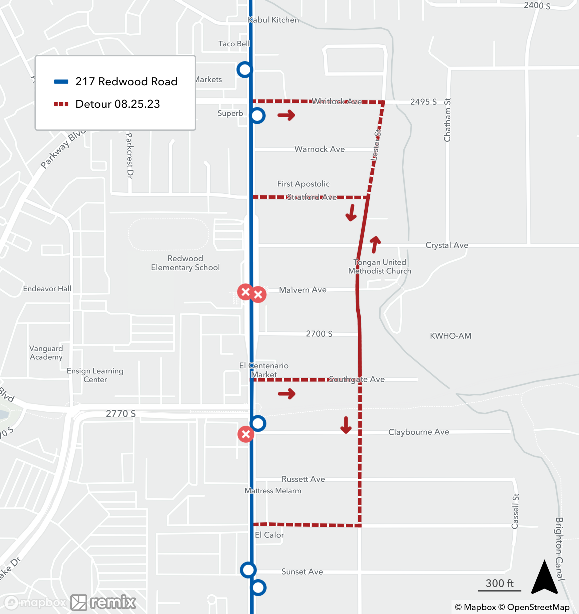 Route 217 Detour Augst 25, 2023