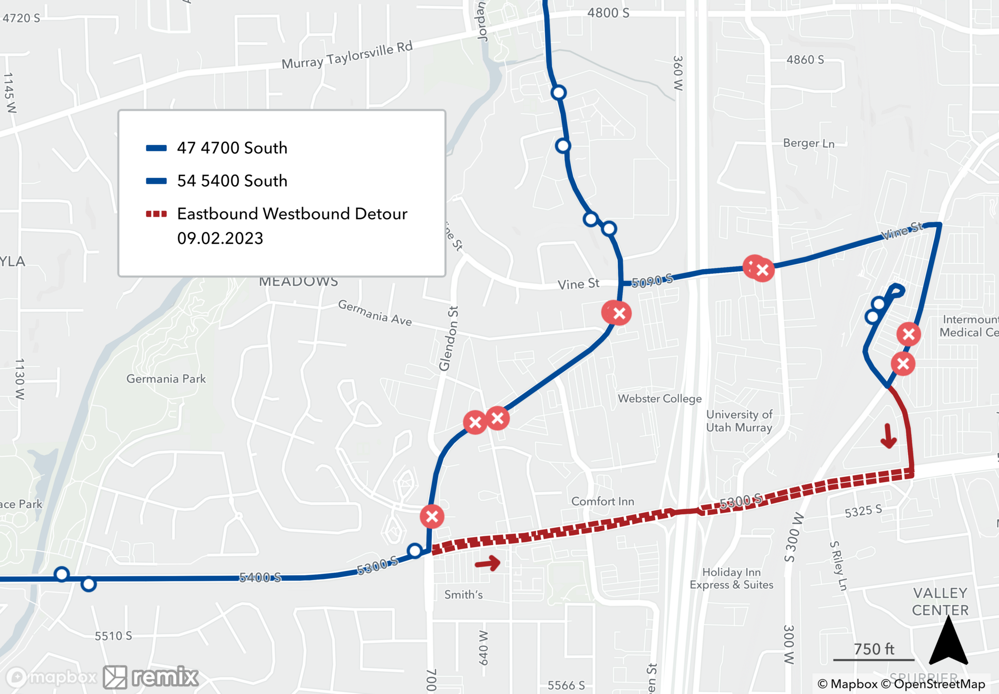 Rouet 47/54 Detour Map 9/2/23