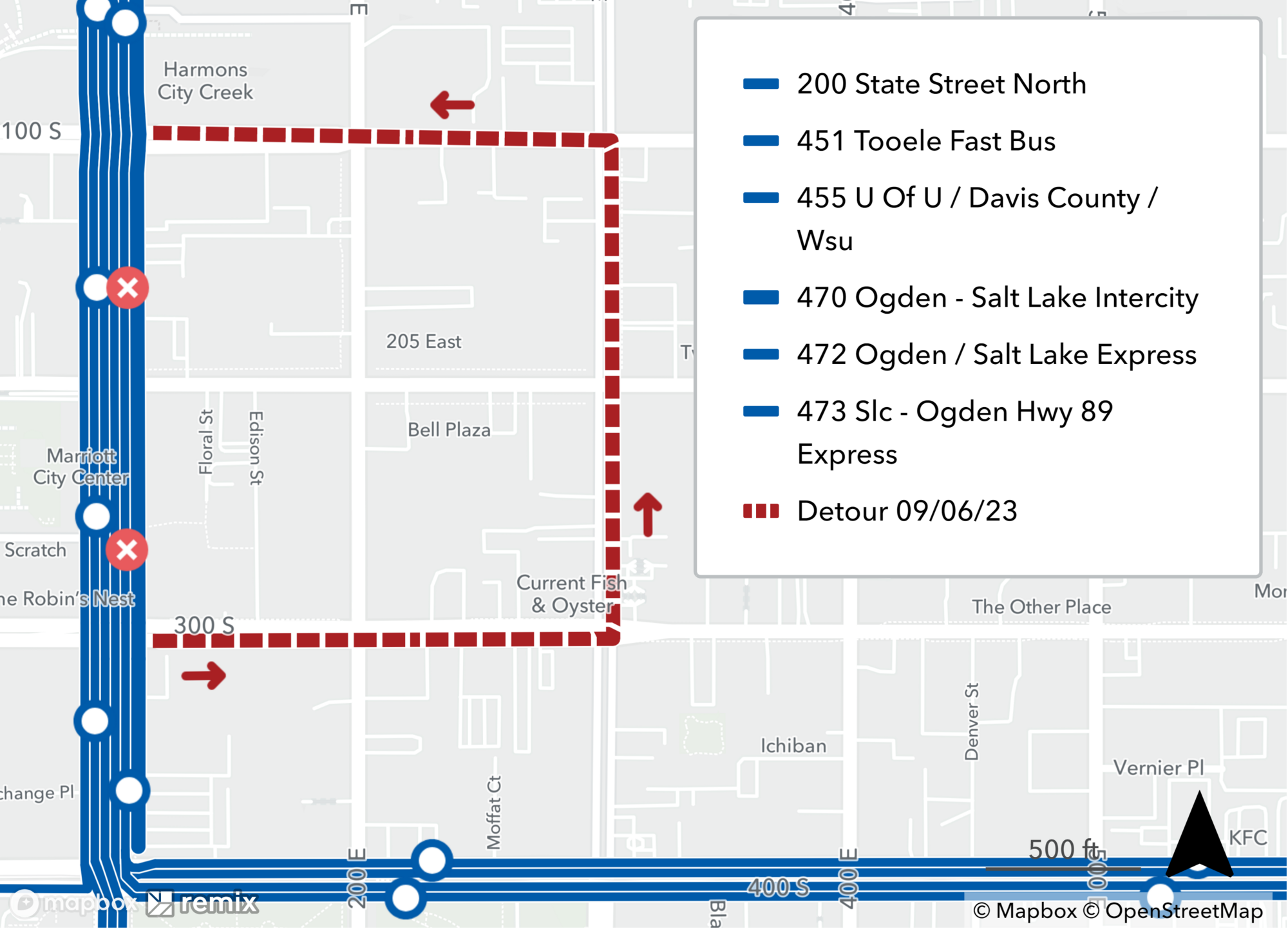 Routes 200, 451, 455, 470, 472, 473 Detour Map February 4th, 2023