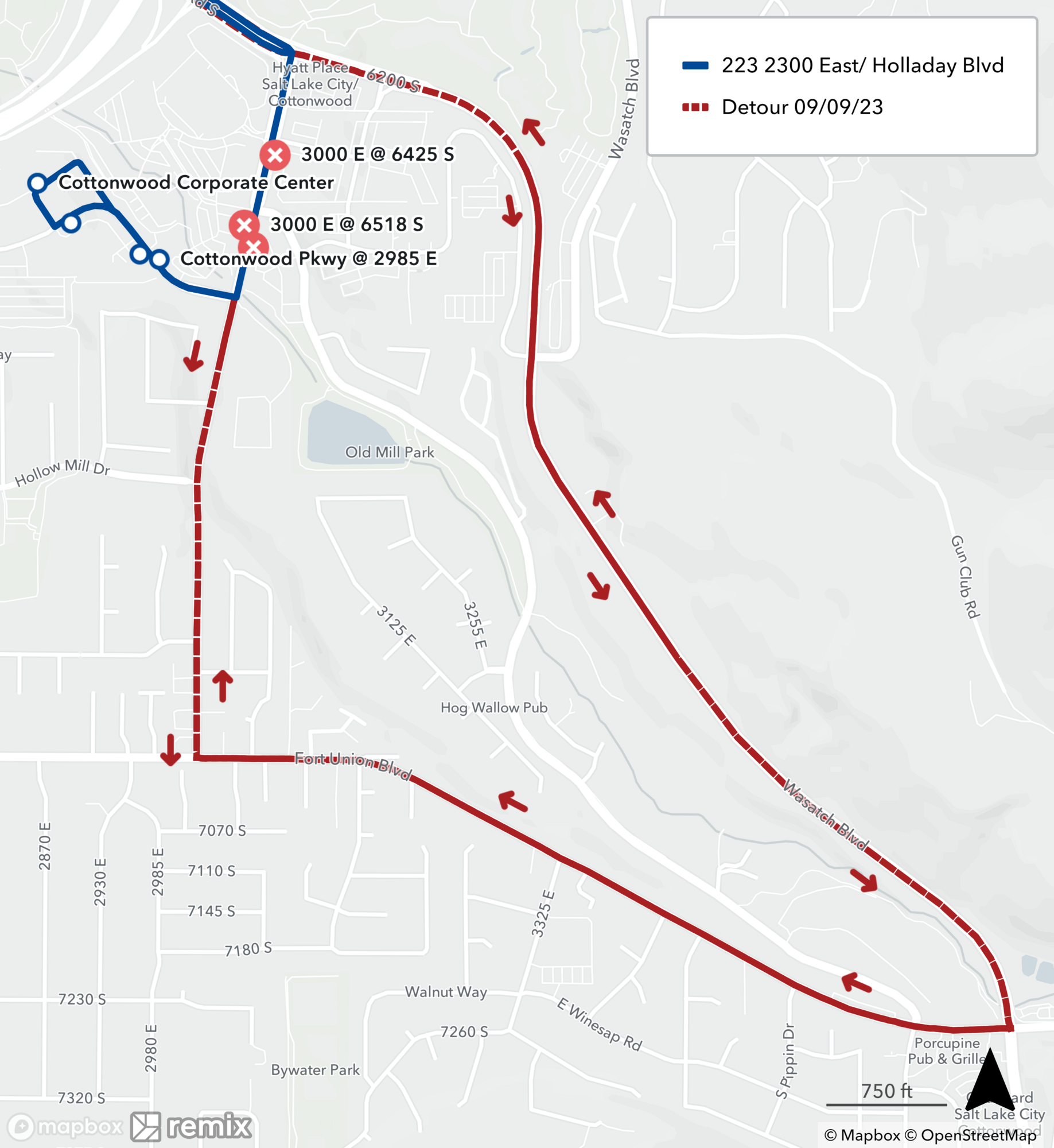 Route 223 Detour Map September 9th, 2023
