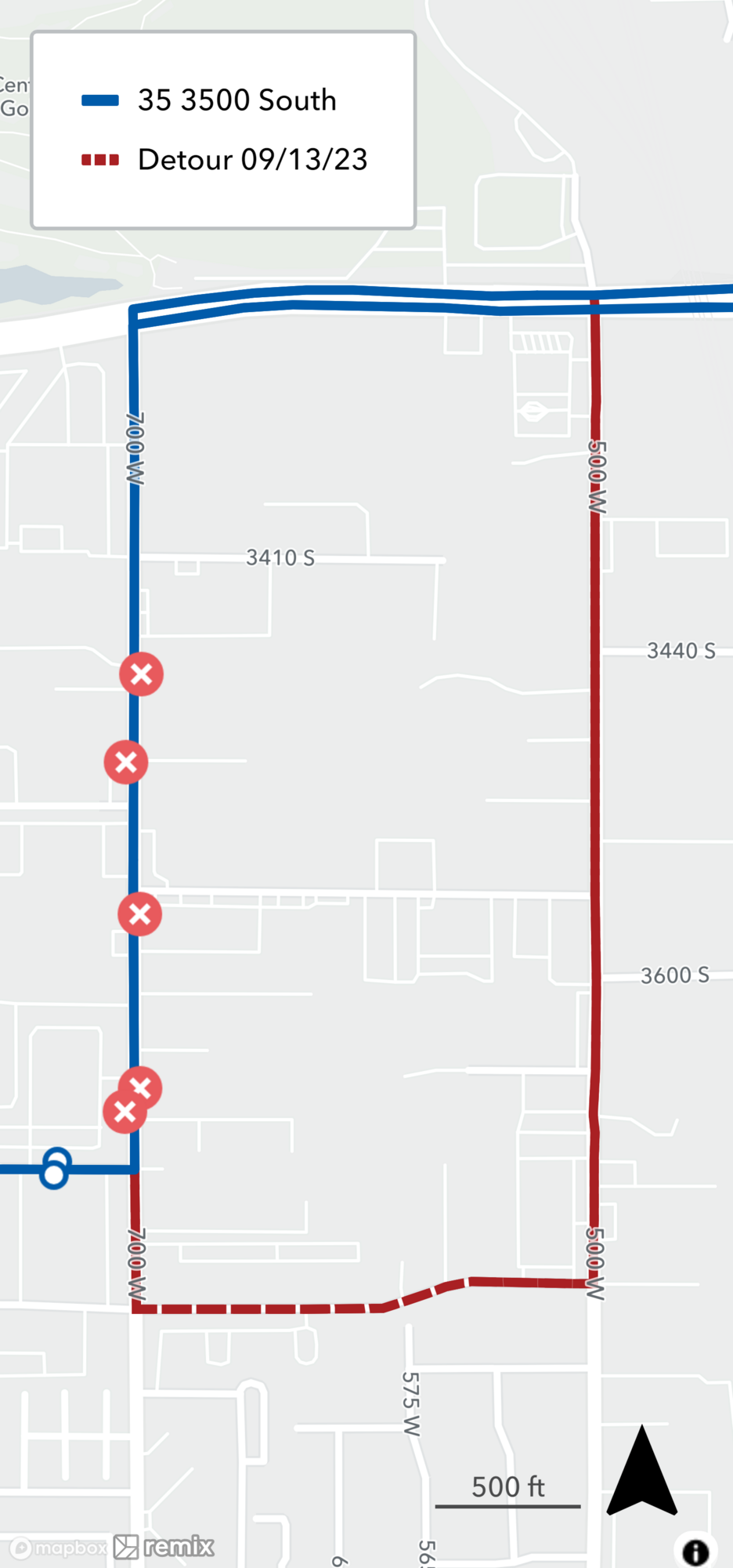 Route 35 Detour Map September 13th, 2023
