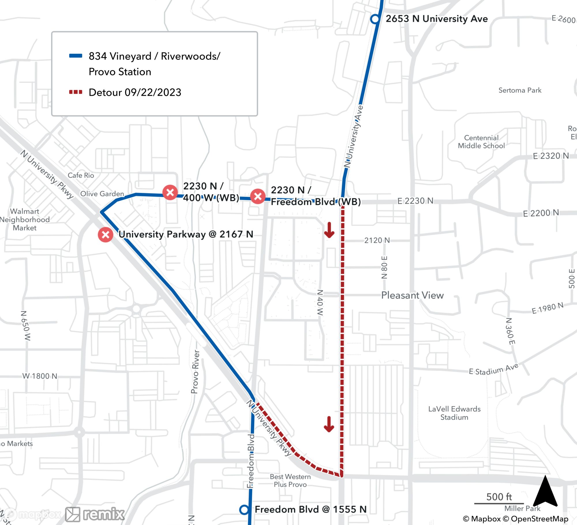Route 834 Detour Map September 22nd 2023