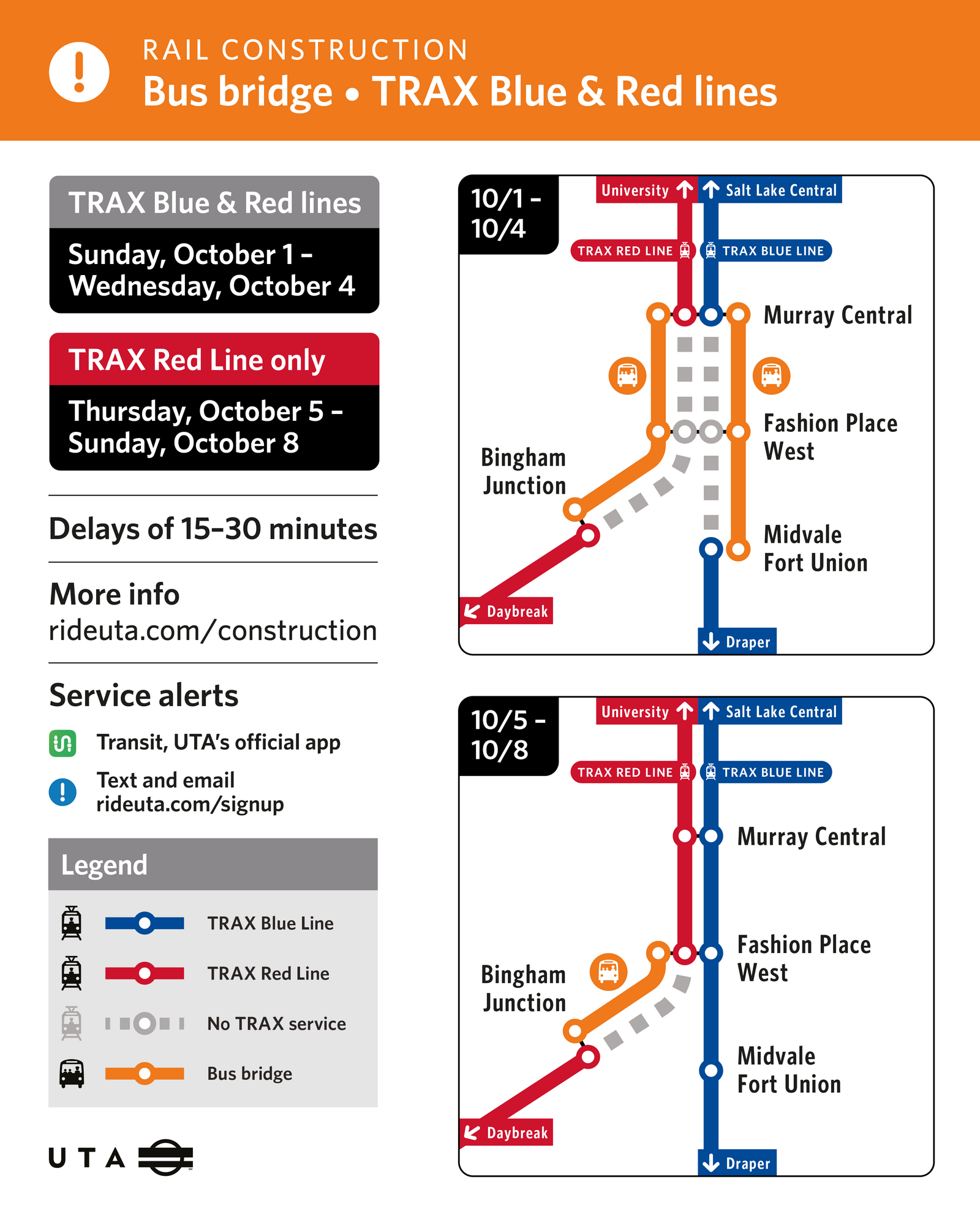 Red Line Bus Bridge 10/1/23