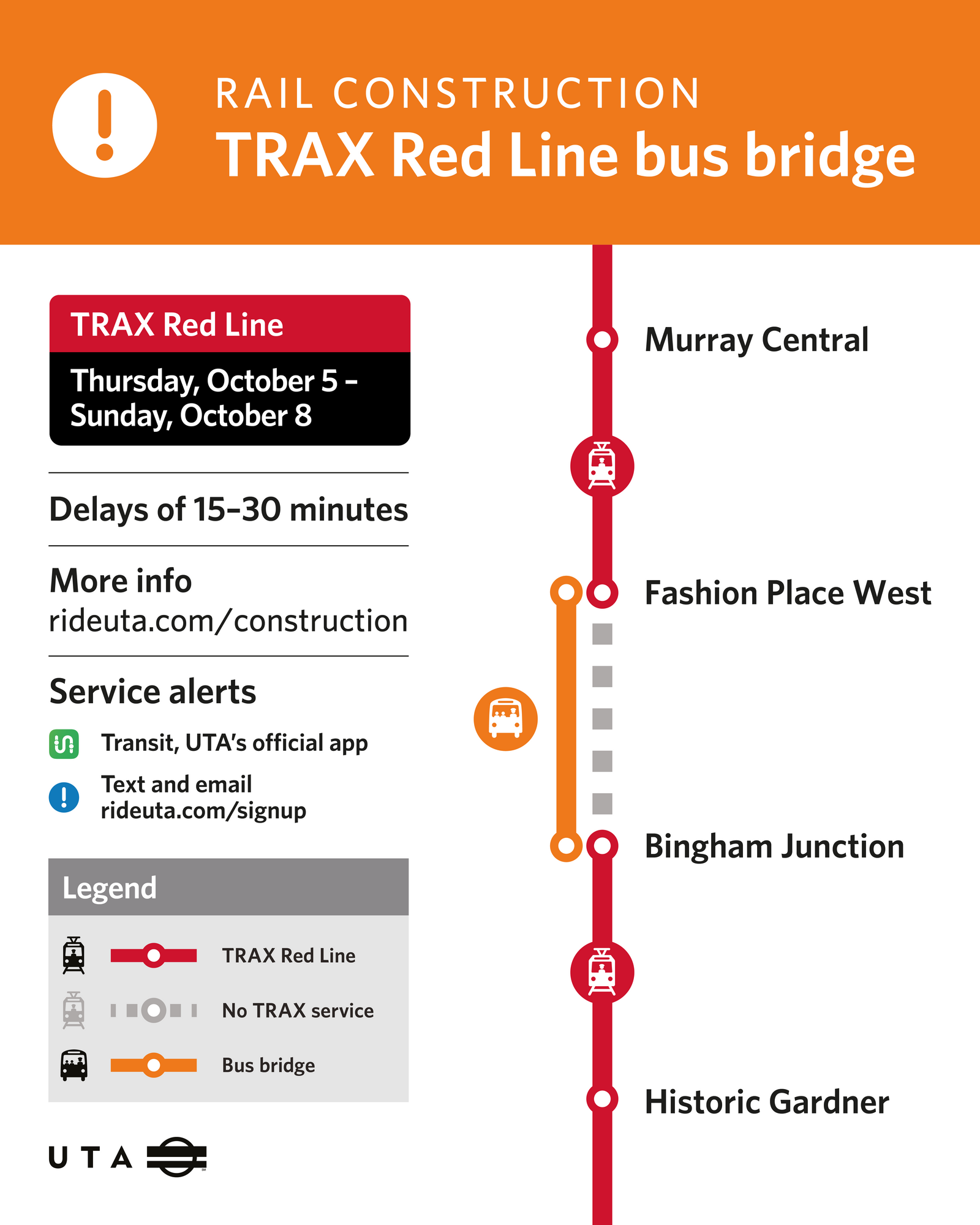 Red Line Bus Bridge - 10/07/23 - 10/09/23