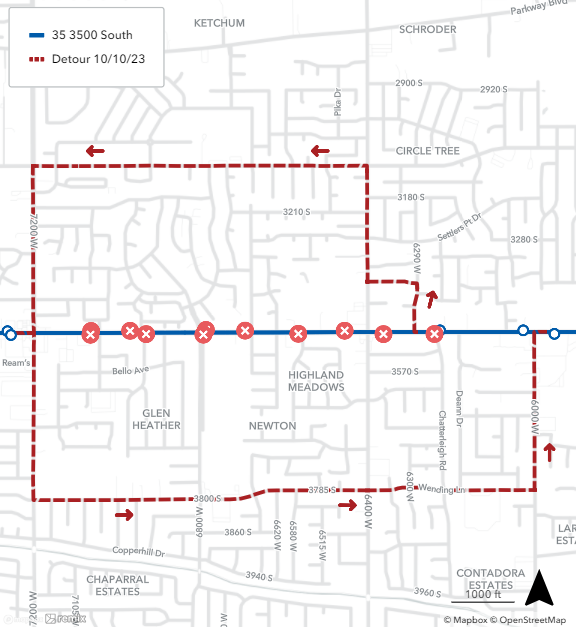 Route 35 Detour Map October 10th, 2023