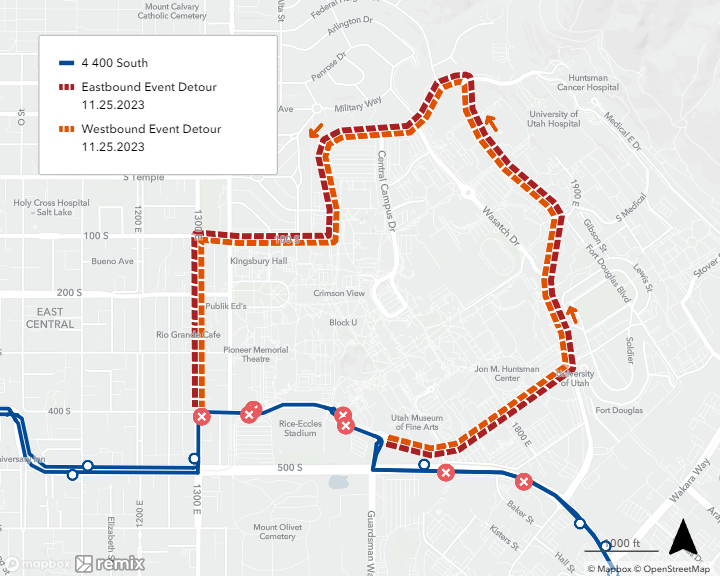 Route 4 Event Detours November 25, 2023