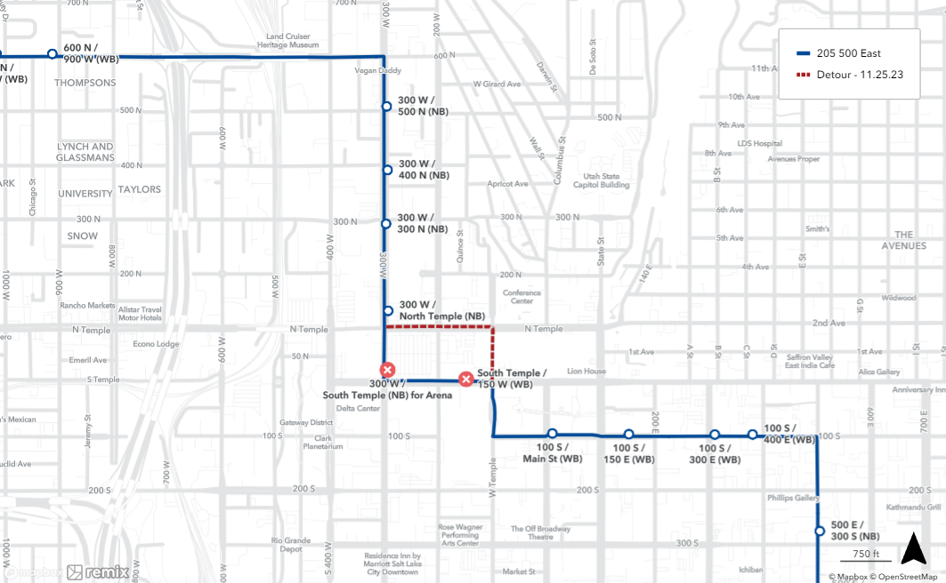 Route 205 Detour - 11/25/23