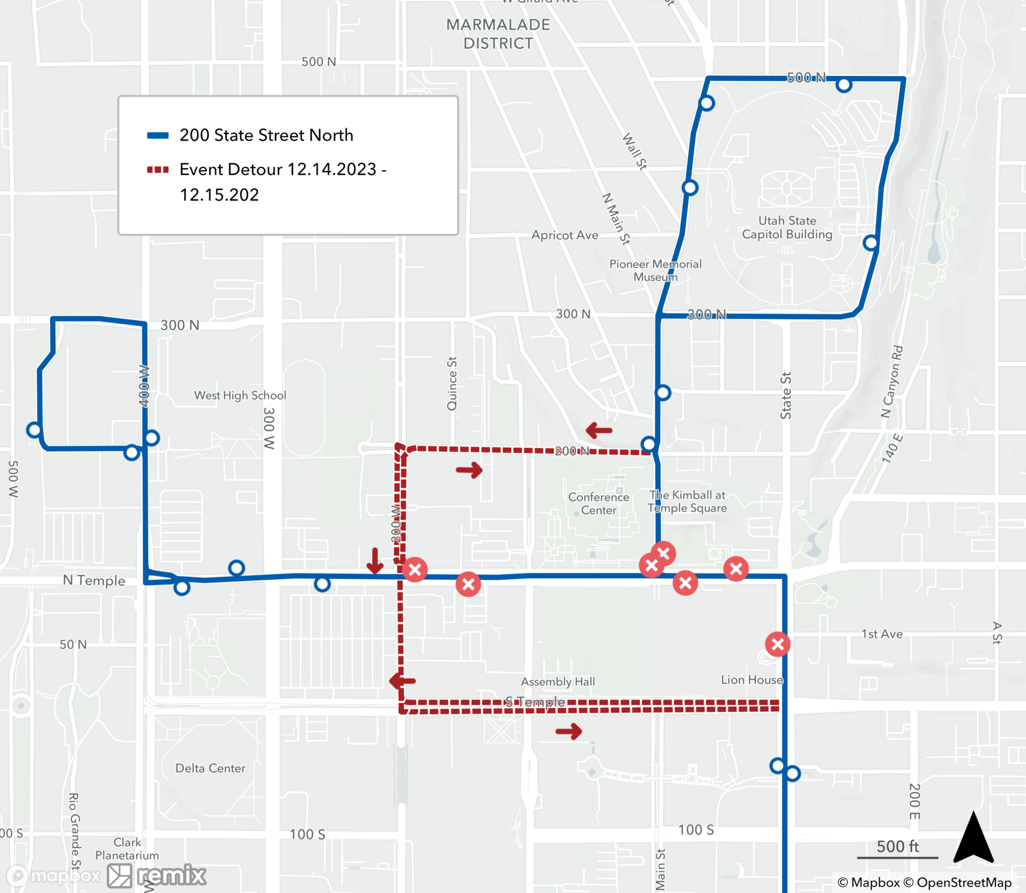 Route 200 Detour Map 12/14/23