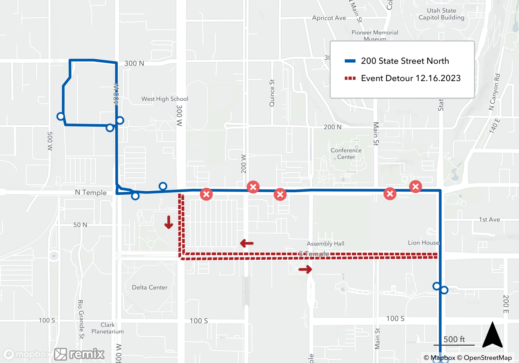 Route 200 Detour Map 12/16/23