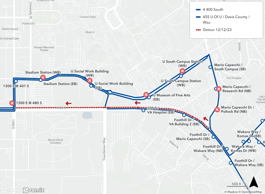 Route 4 and 455 Detour Map December 12th, 2023