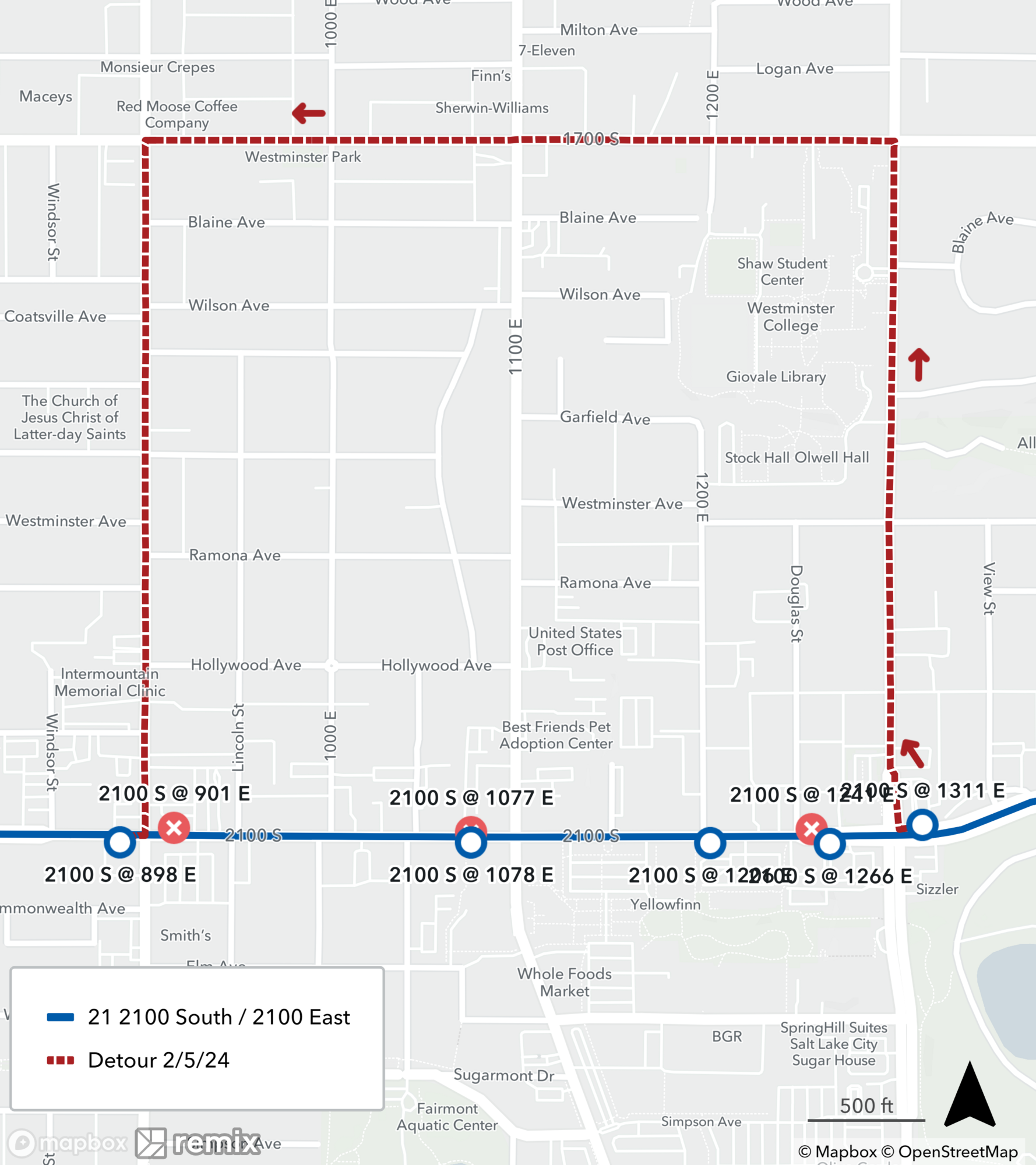 Route 21 Detour Map February 5th, 2024