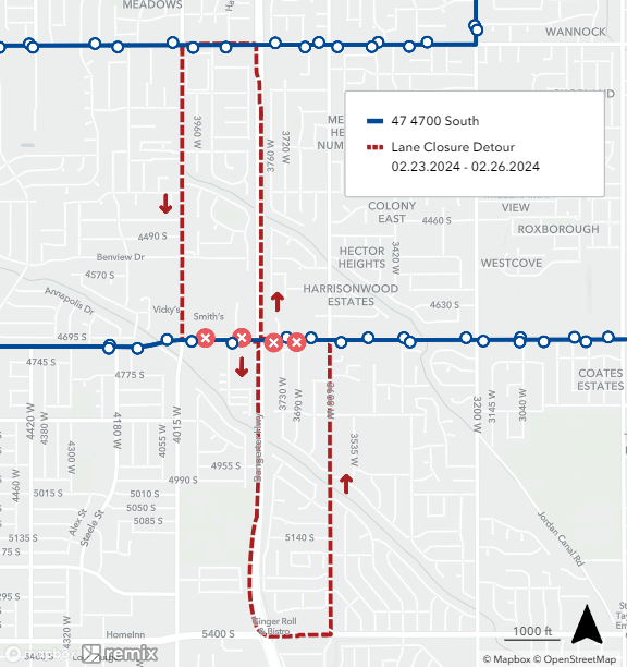Route 47 Detour Map 2/23/24