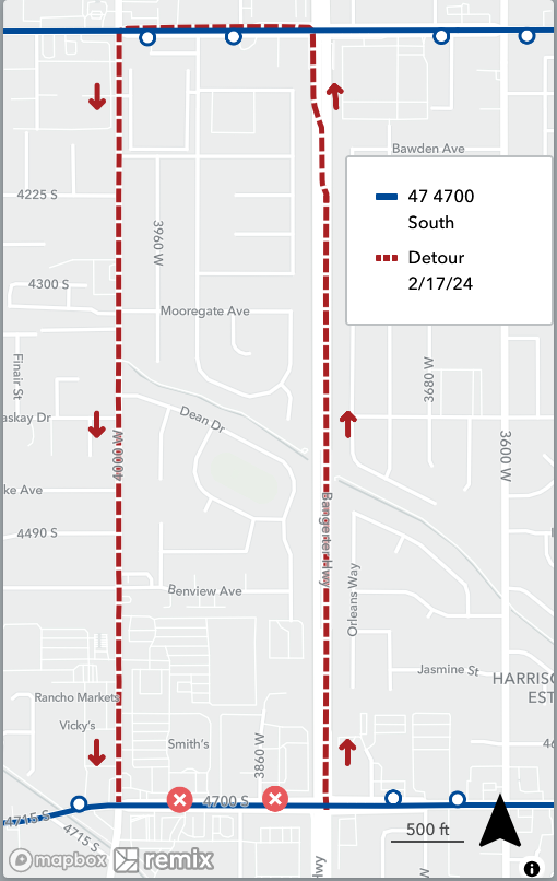 Route 47 detour map February 17th 2024