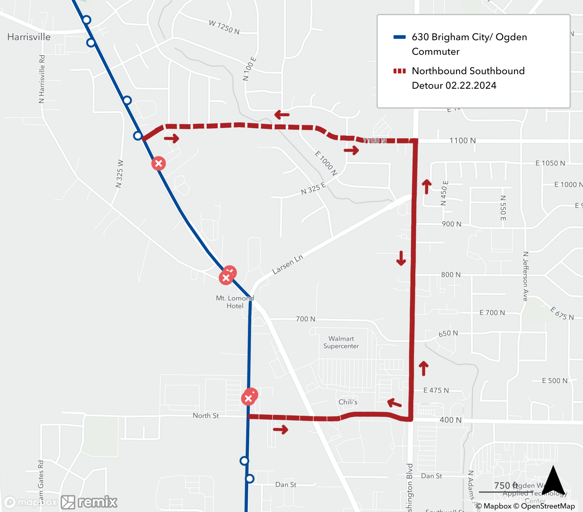 Route 630 Detour Map 2/22/24