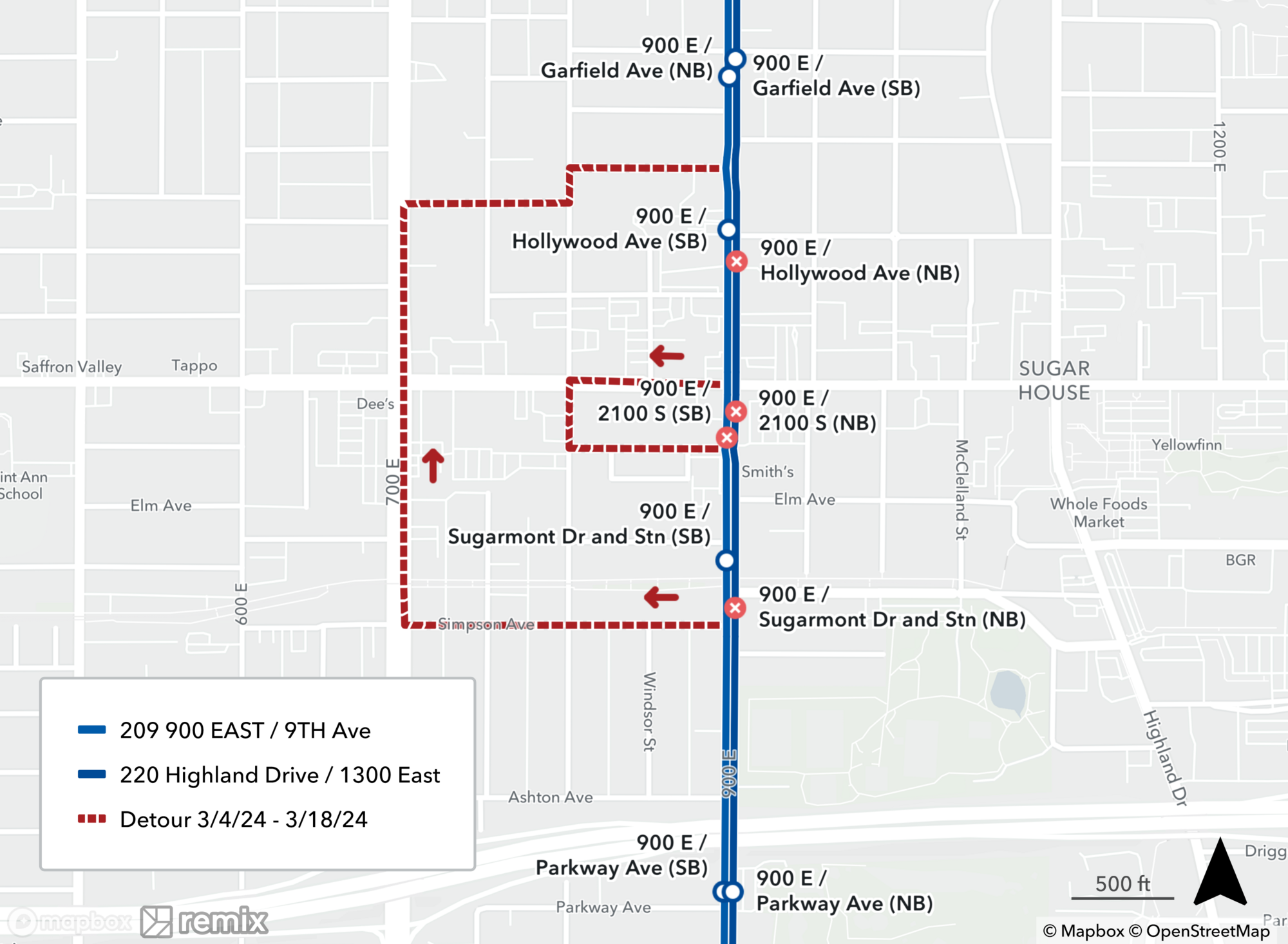 Route 209/220 Detour Map 3/4/24