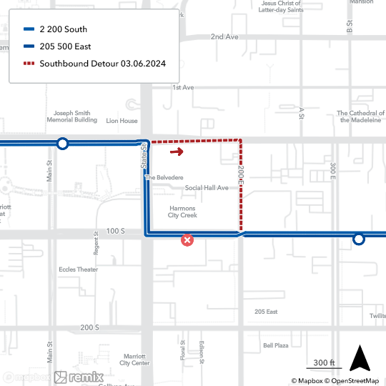Routes 2 and 205 detour map March 6th 2024