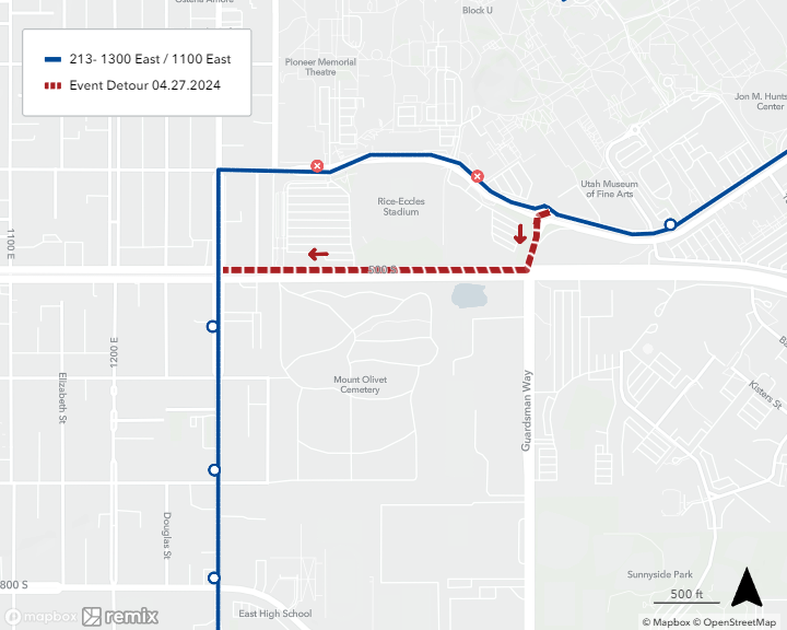 Route 213 Event Detour Map 4/27/24